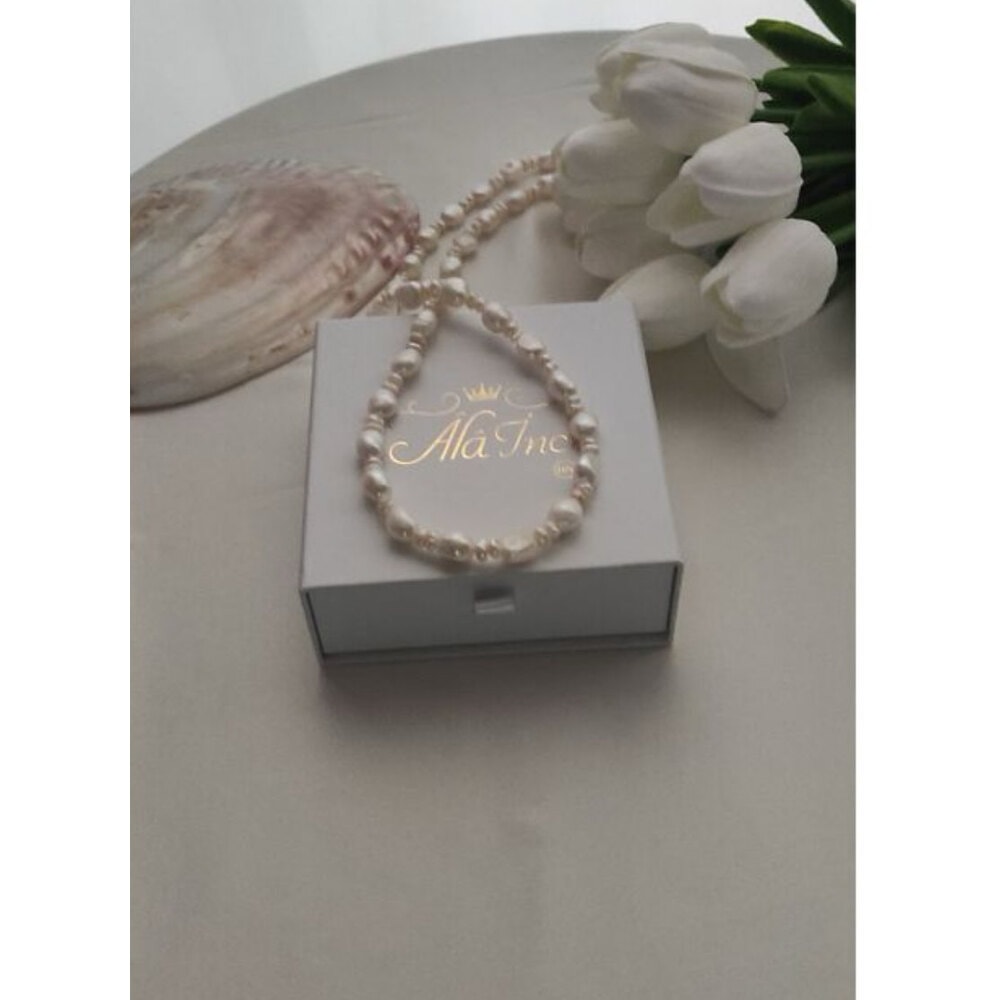 zarif Gerçek İncili Gümüş Kolye.