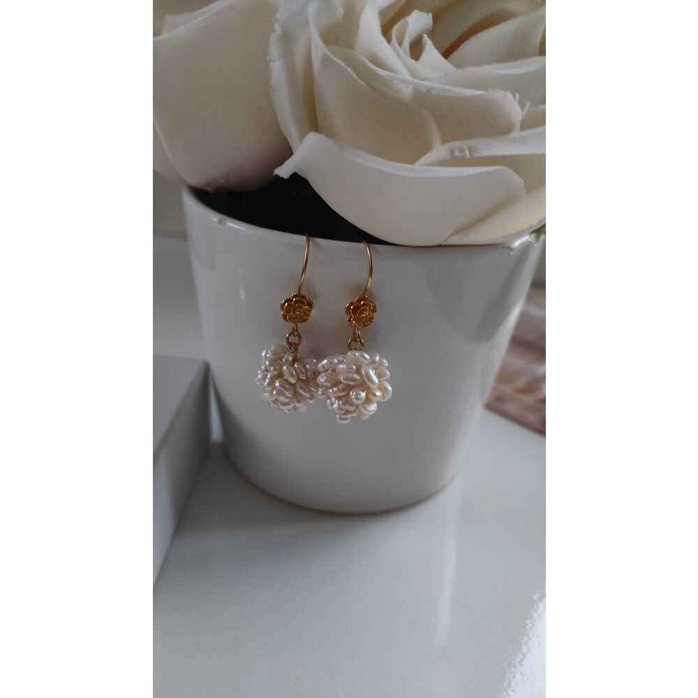 Monna Rosa Gerçek İncili Gümüş Küpe.