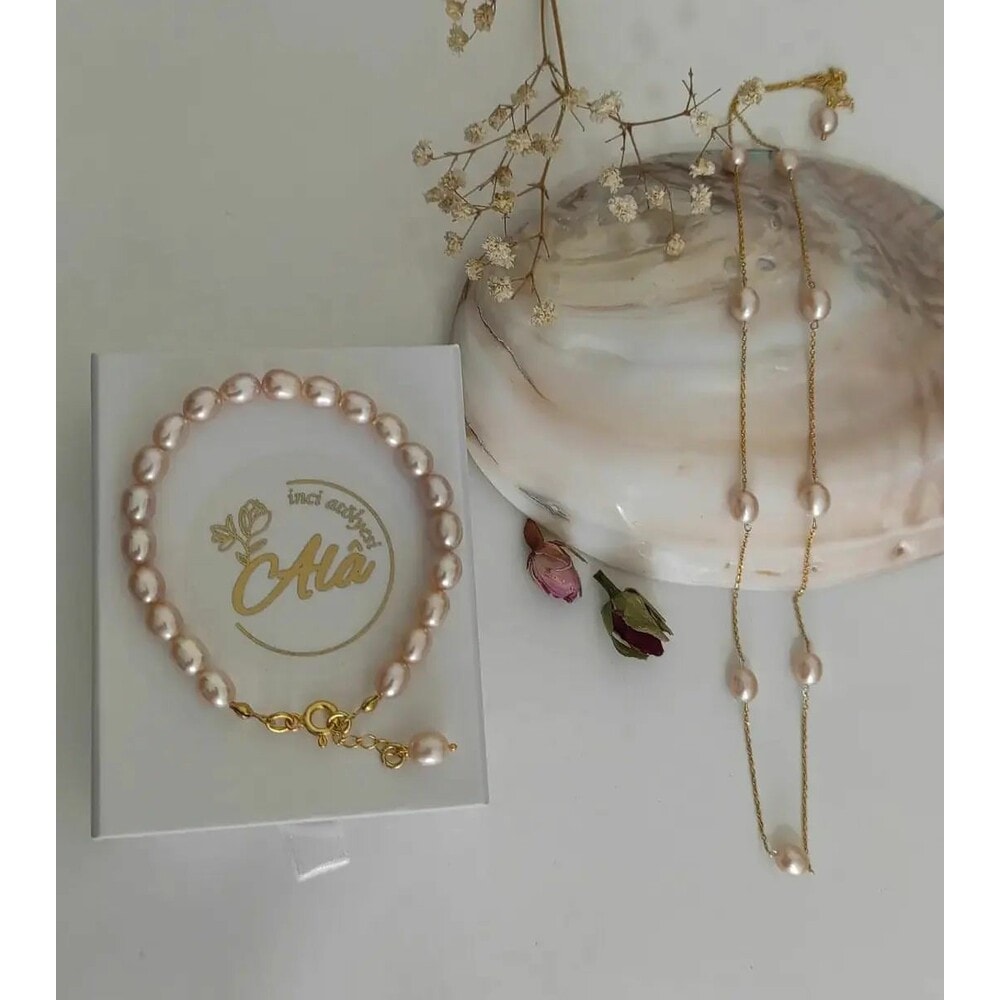 Miray Gerçek İncili Gümüş Set