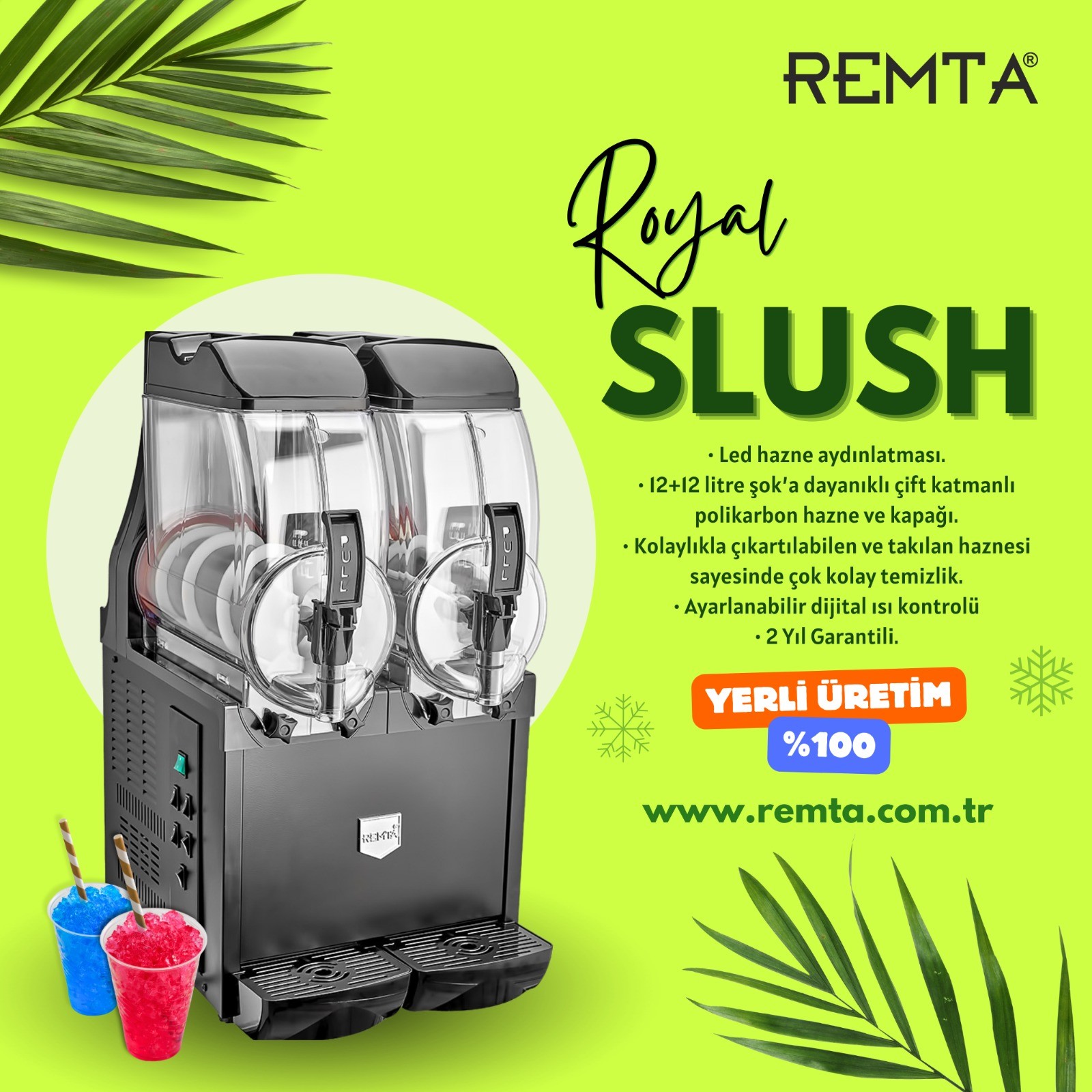 Remta İkili Royal Slush (Buzlaş-Karlamaç) Makinası 12+12 lt - ST42
