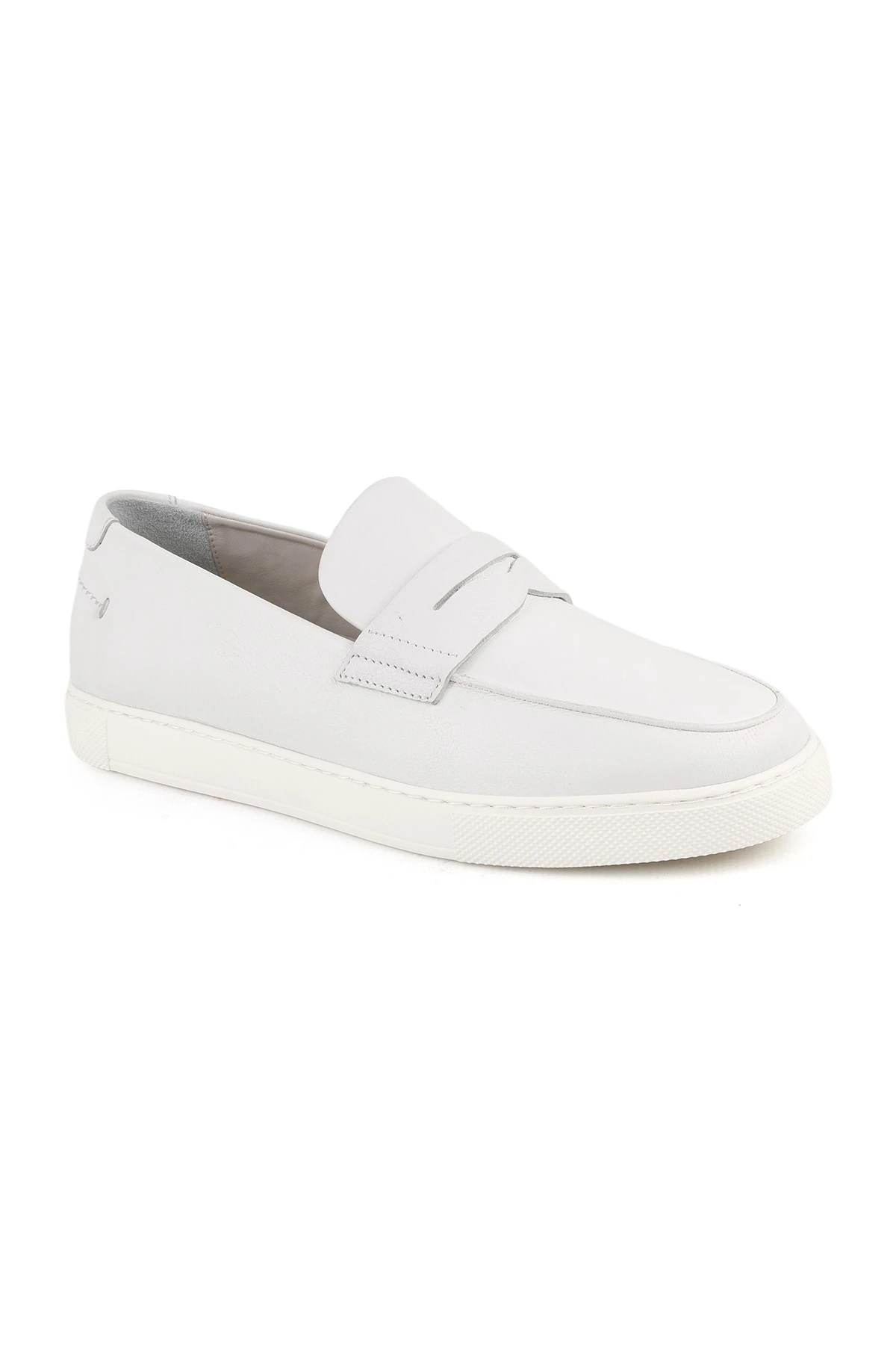 Libero L5876 Hakiki Antik Deri Beyaz Erkek Loafer - Ultra Hafif