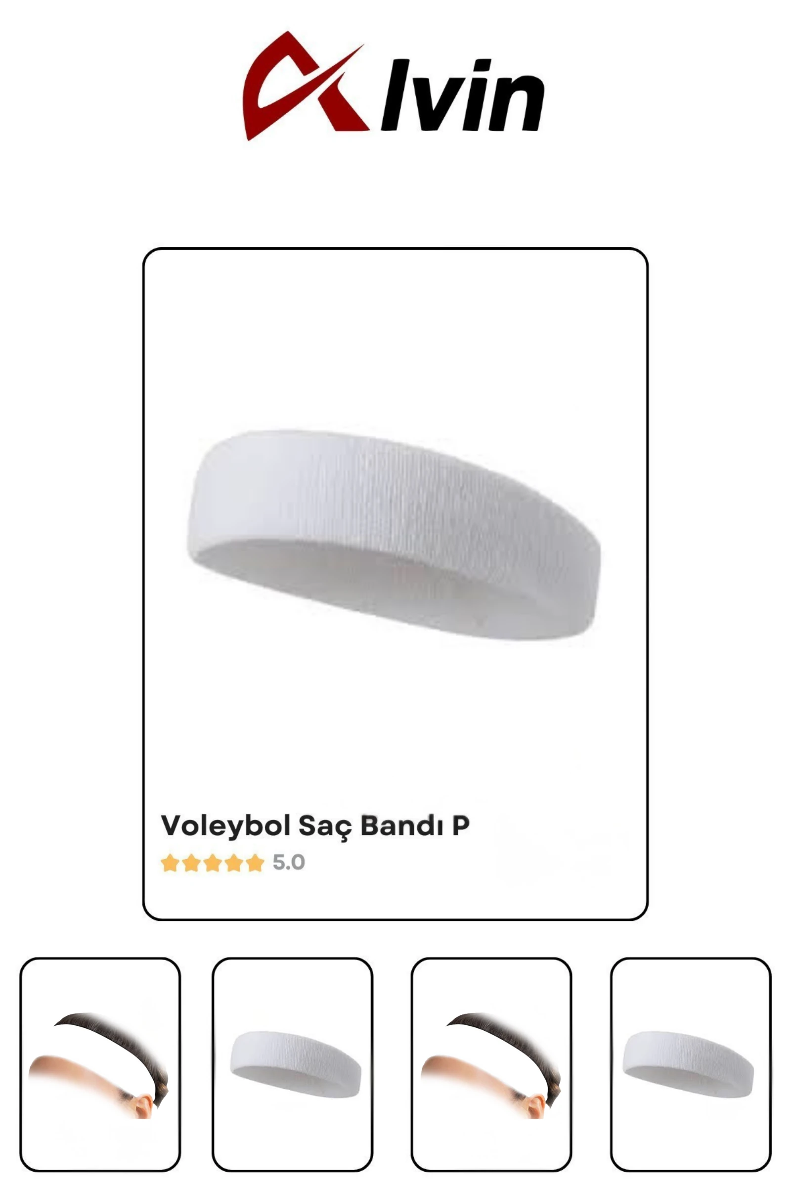 Unisex Spor Saç Bandı – Koşu, Fitness, Voleybol ve Basketbol İçin Ter Tutmaz Bant - Beyaz