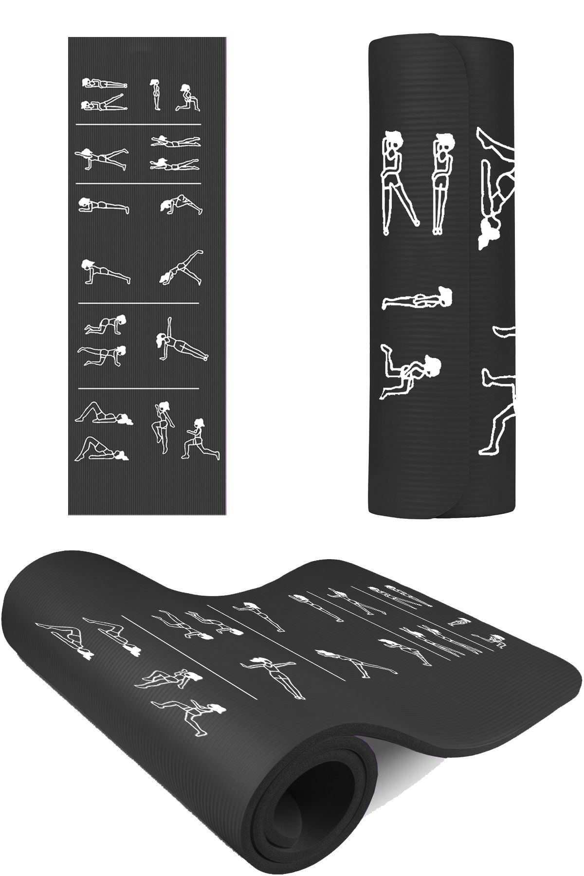 Egzersiz Hareketli Pilates Minderi 180x60 cm, 10 mm Kalınlık, Kolayca Sökülebilir Baskı