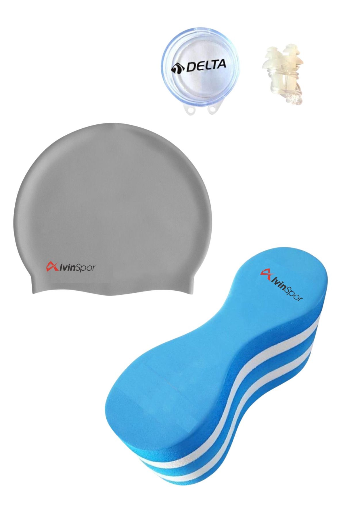 3'lü Set Bone Kulak Tıkacı Pull Buoy Silikon Havuz Bonesi Pulboy Bacak Arası Şamandırası Pullboy