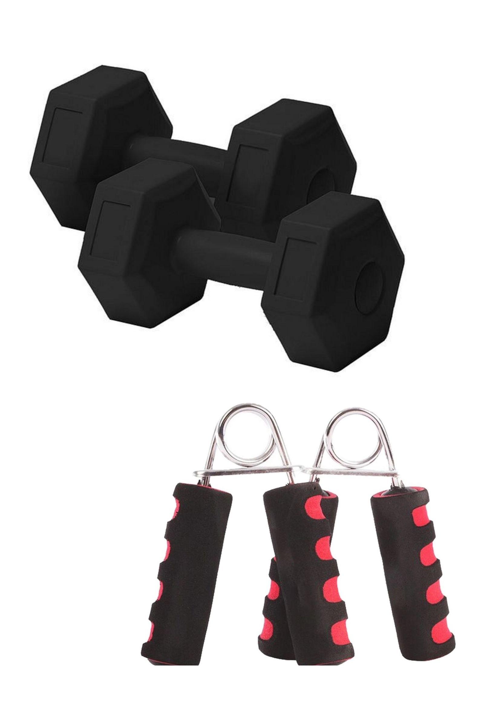 5 Kg x 2 Adet Dambıl Seti + 2 Adet Sünger Tutamaçlı El Yayı | Evde Spor İçin Güç ve Dayanıklılık