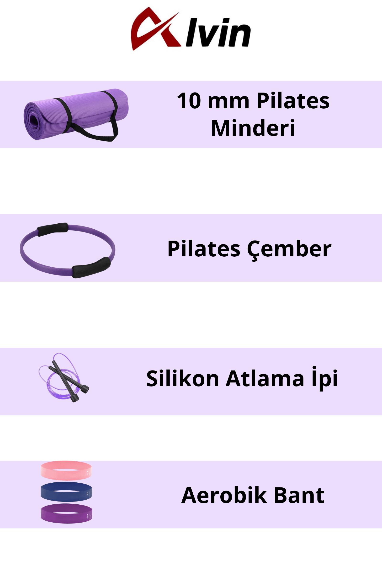 10mm Pilates Minderi, Pilates Çemberi Güç ve Denge için Pilates seti, Aerobik Bant, Atlama İpi