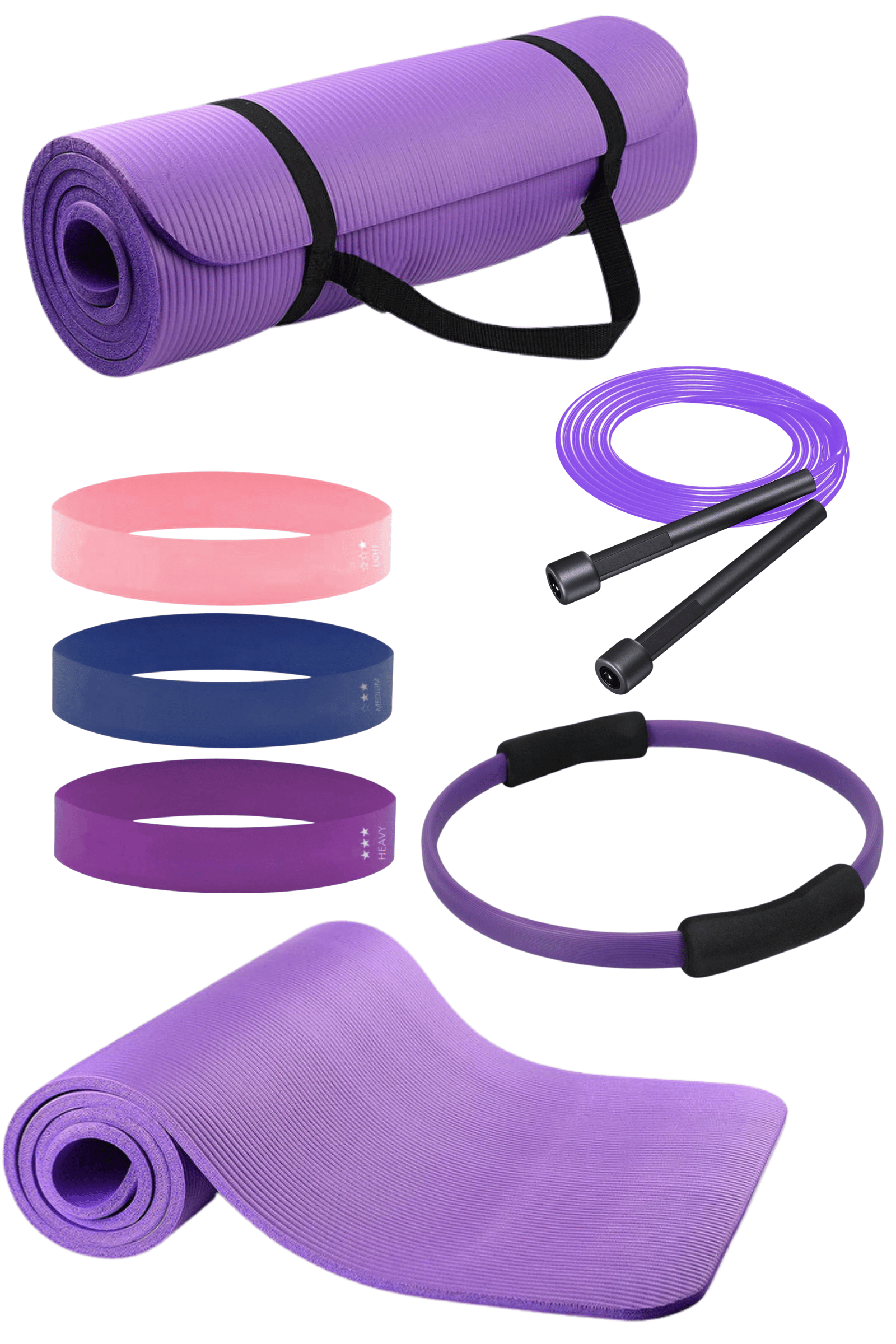 10mm Pilates Minderi, Pilates Çemberi Güç ve Denge için Pilates seti, Aerobik Bant, Atlama İpi