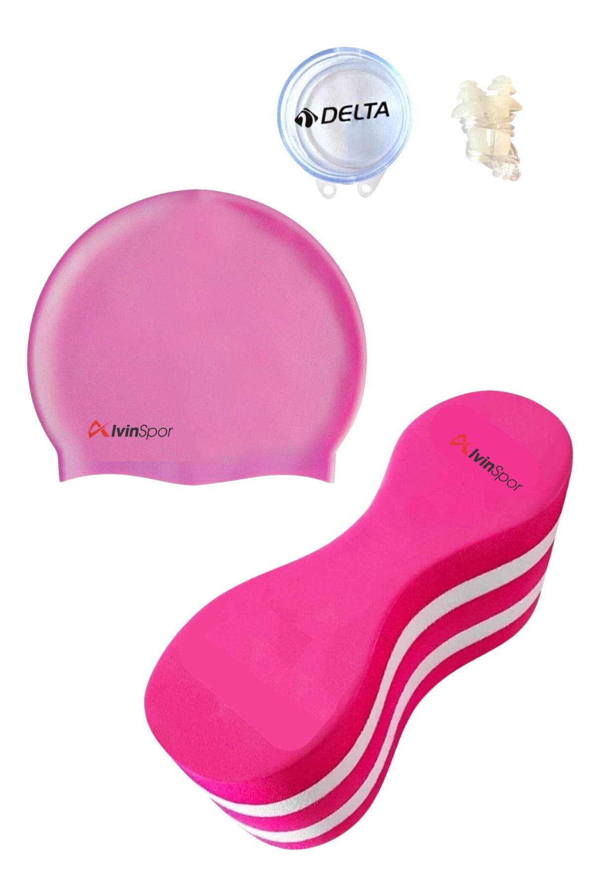 3'lü Set Bone Kulak Tıkacı Pull Buoy Silikon Havuz Bonesi Pulboy Bacak Arası Şamandırası Pullboy