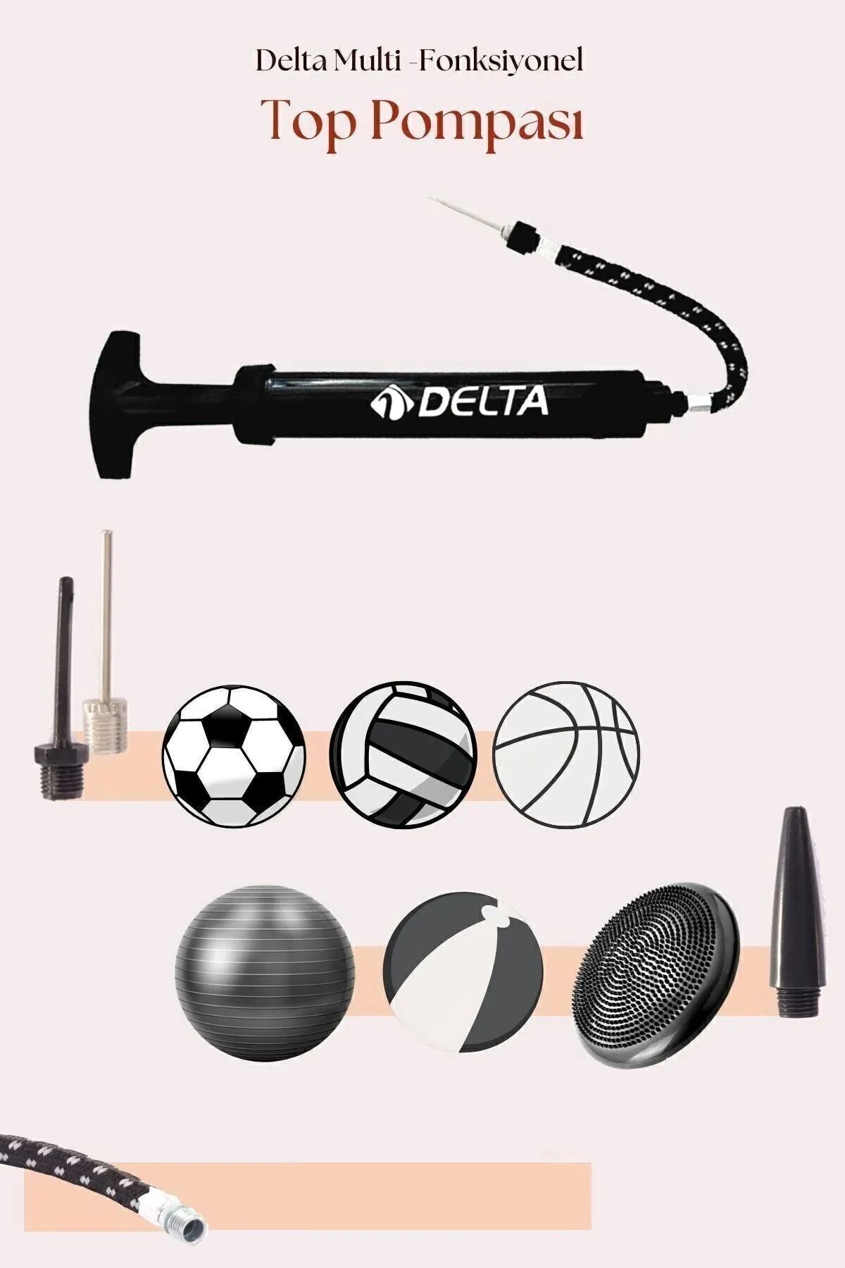 Top Pompası Futbol Basketbol Voleybol Hentbol Pilates Ve Bosu Topu Denge Diski Şişirme Pompası