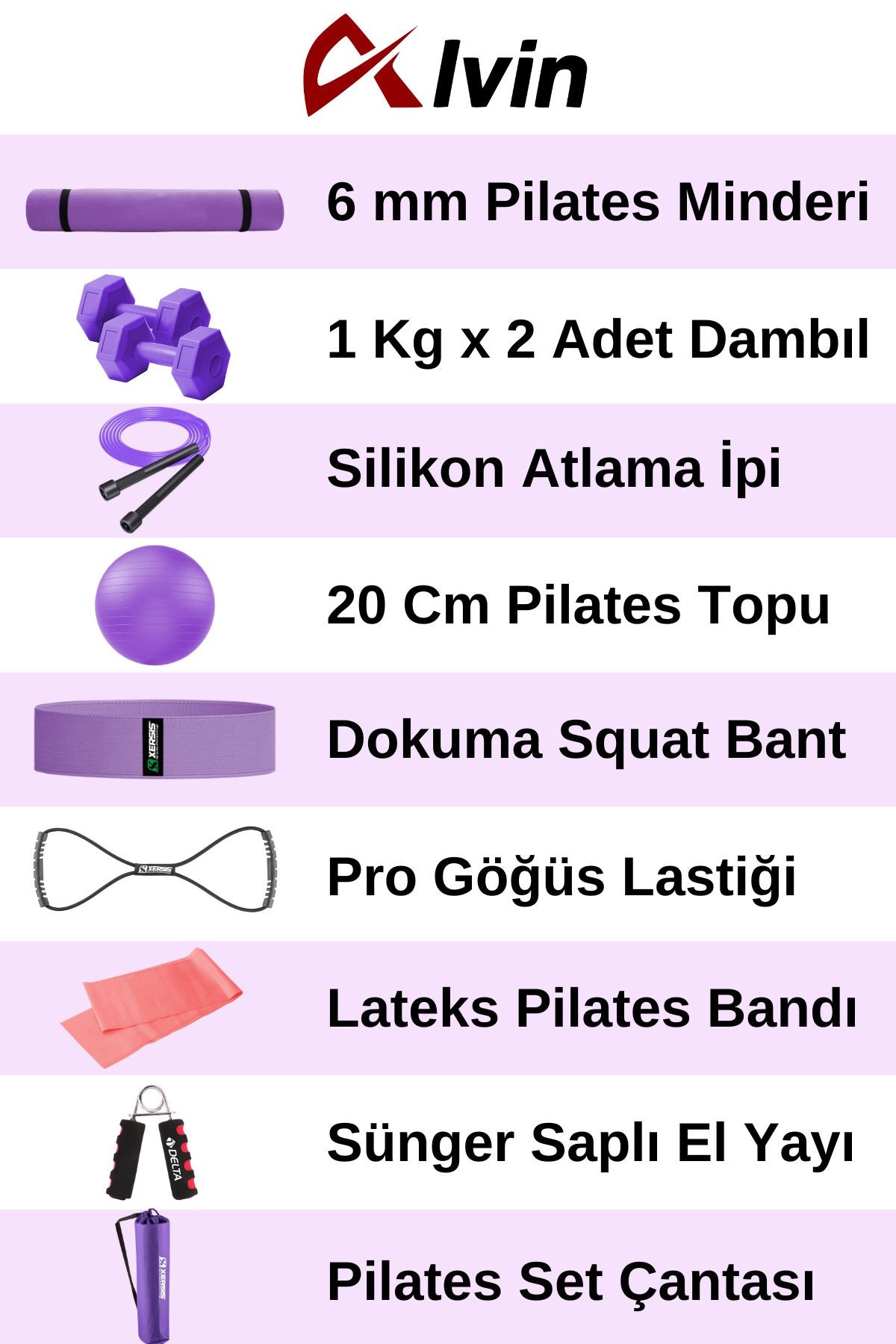 10 Parçalı Pilates Ve Fitness Seti Pilates Minderi, Dambıl, Squat Band Ve Daha Fazlası!