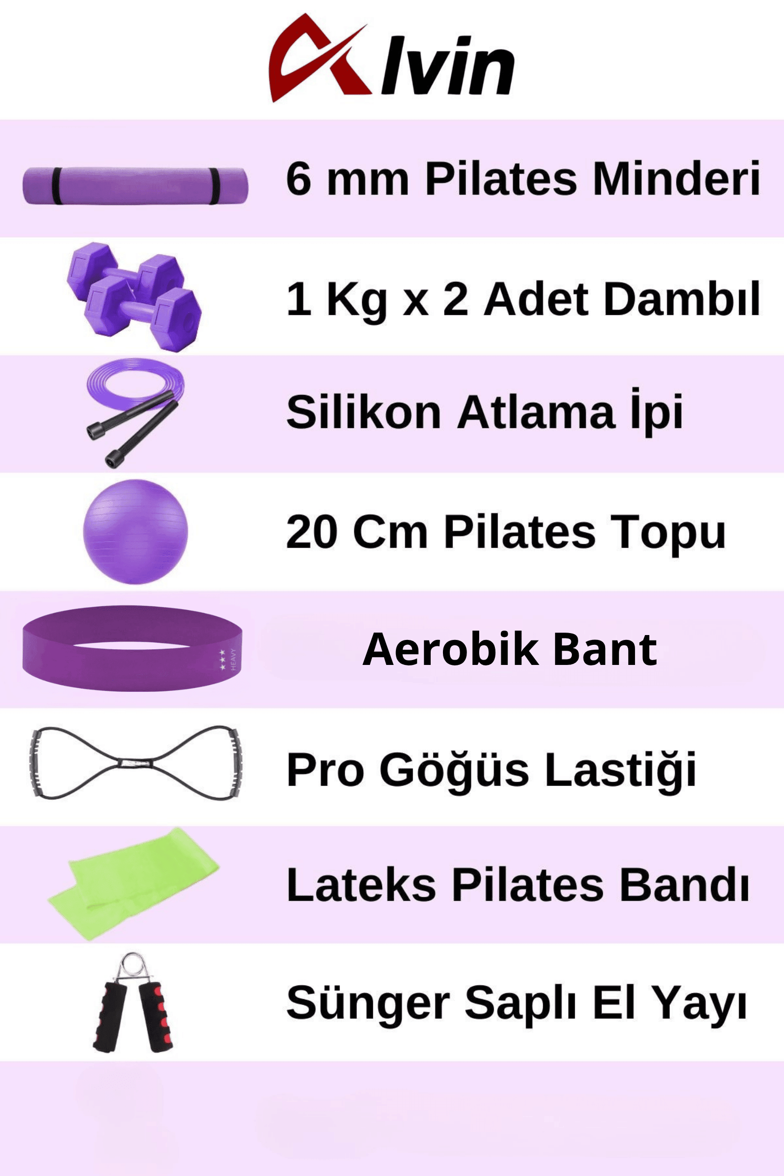 10 Parçalı Pilates Ve Fitness Seti Pilates Minderi, Dambıl, Squat Band Ve Daha Fazlası!