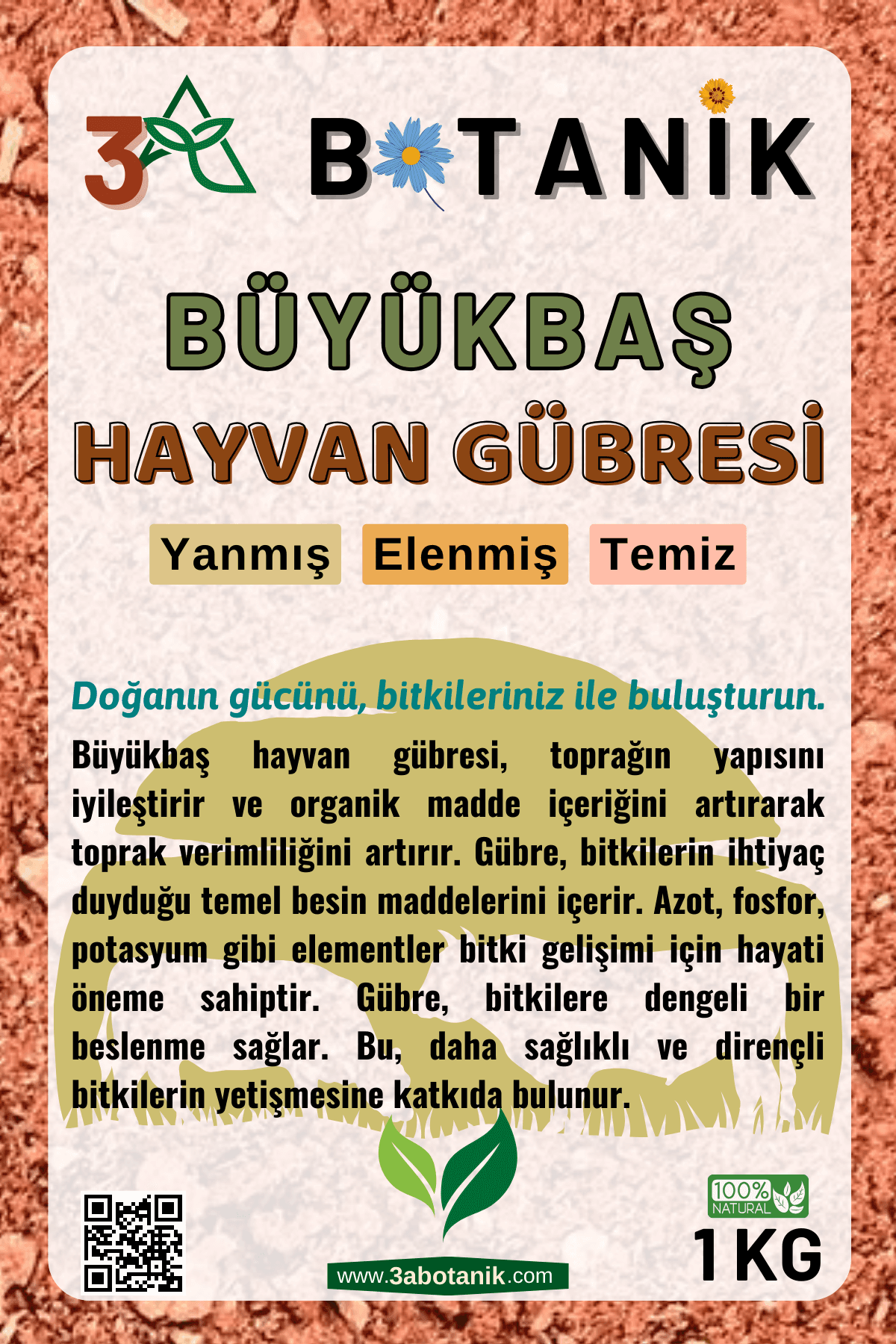 Büyükbaş Hayvan Gübresi, 1 Kg