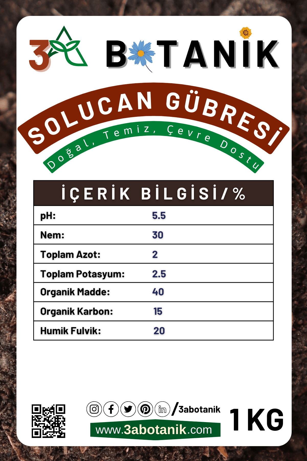 Doğal Katı Solucan Gübresi, Katkısız - Kokusuz