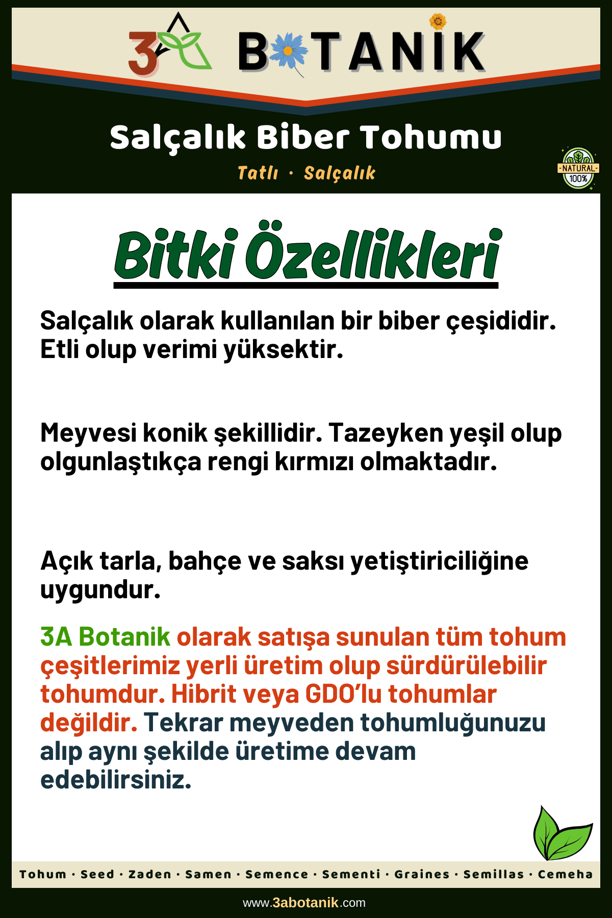 Salçalık Biber Tohumu