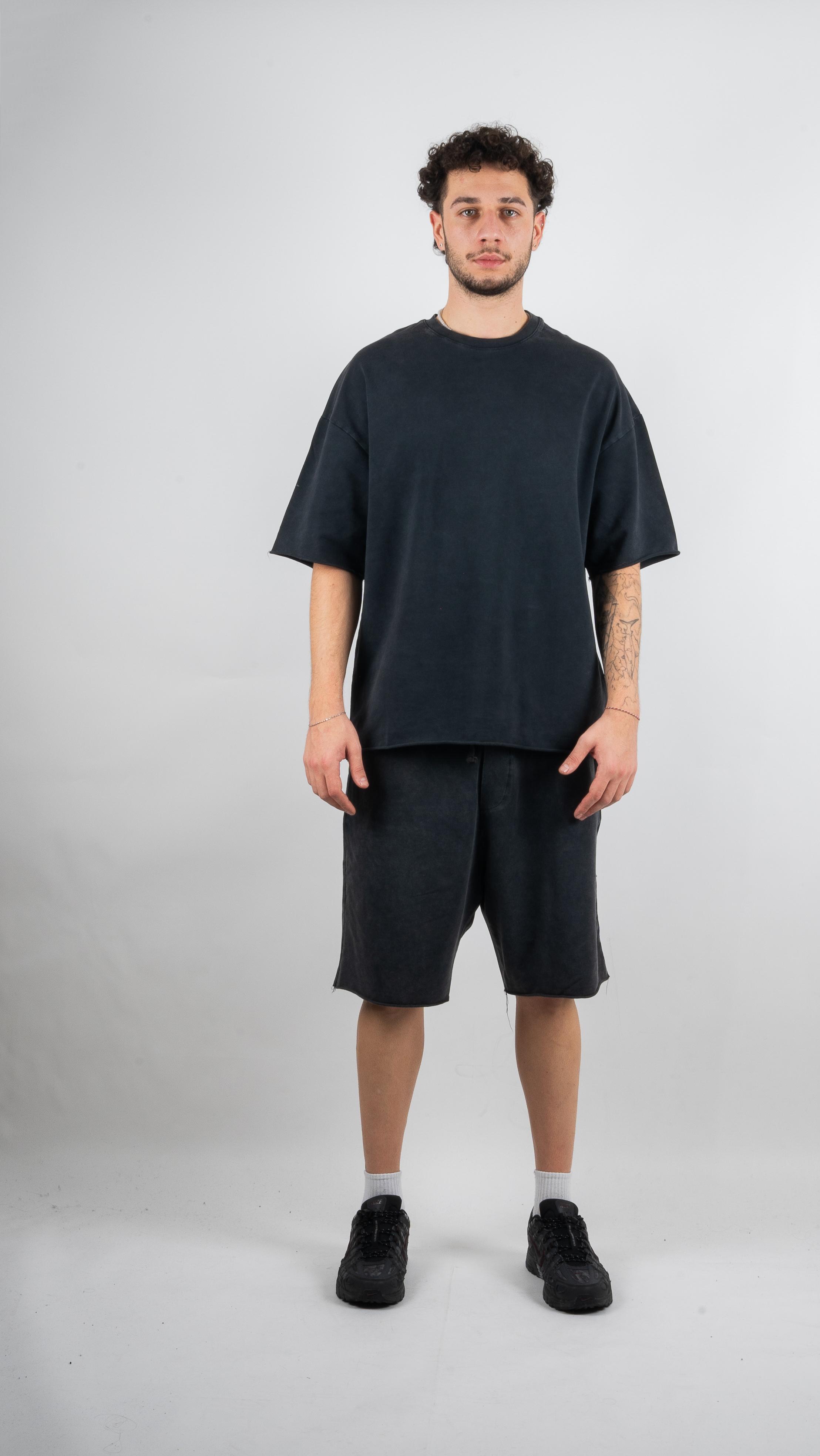 Basic Antrasit Oversize Şort-T-Shirt Takım