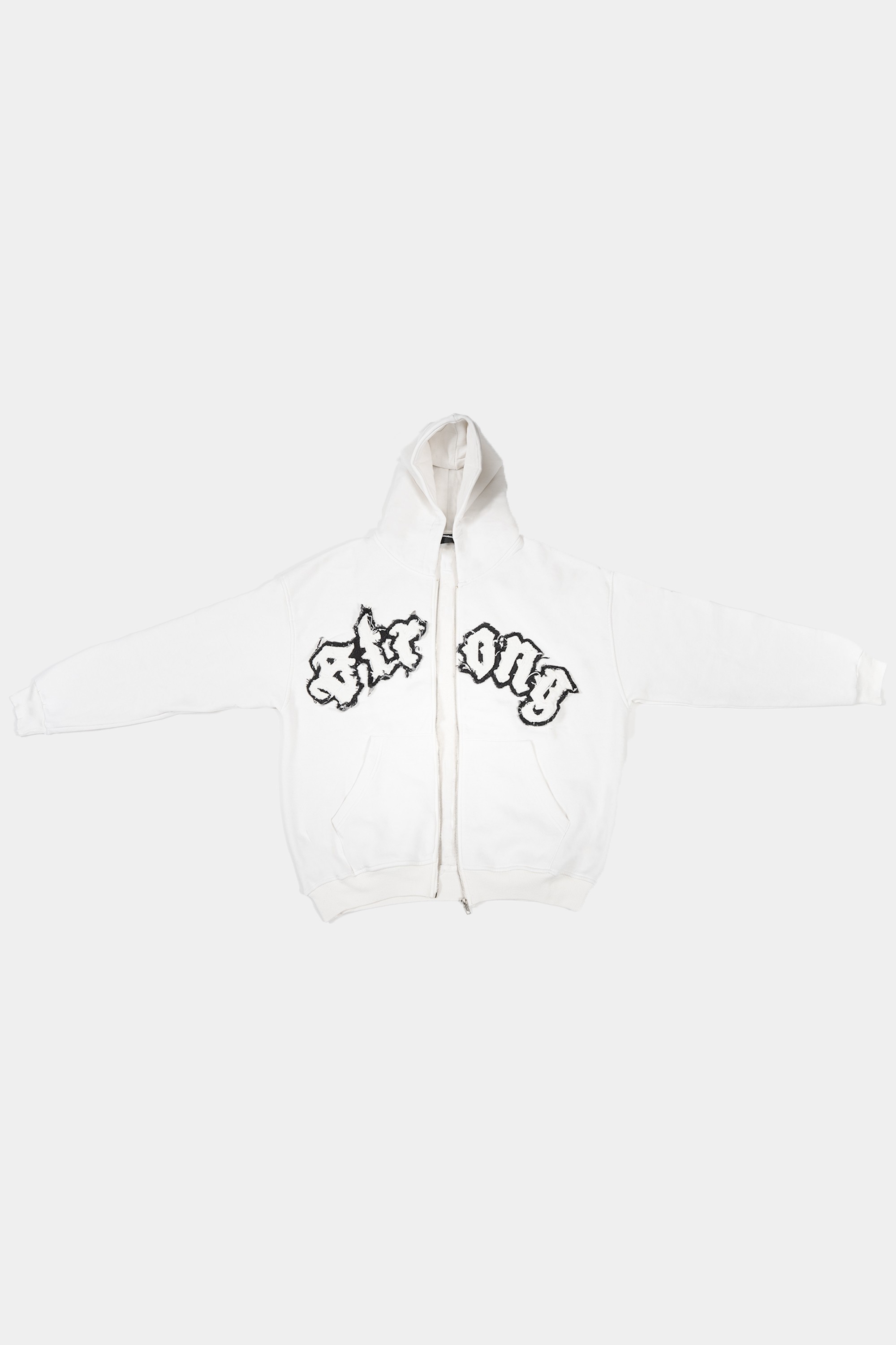 STRONG Nakışlı Beyaz Zip Hoodie 