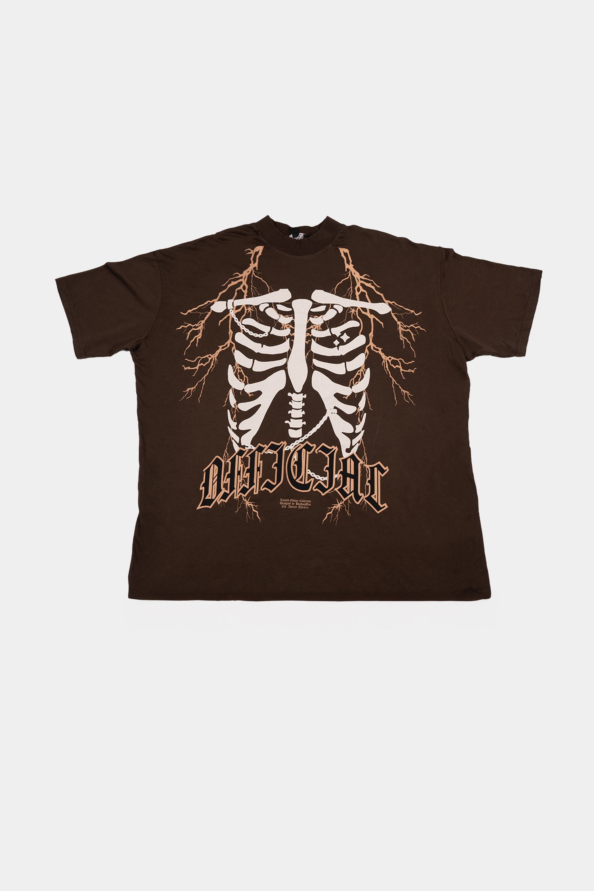 SKELETON Baskılı Kahverengi Oversize T-Shirt