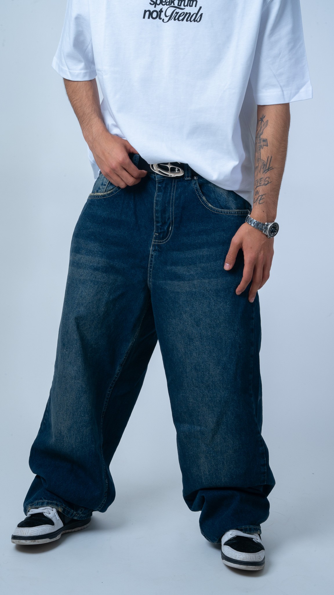 Basic Koyu Mavi Baggy Jean 