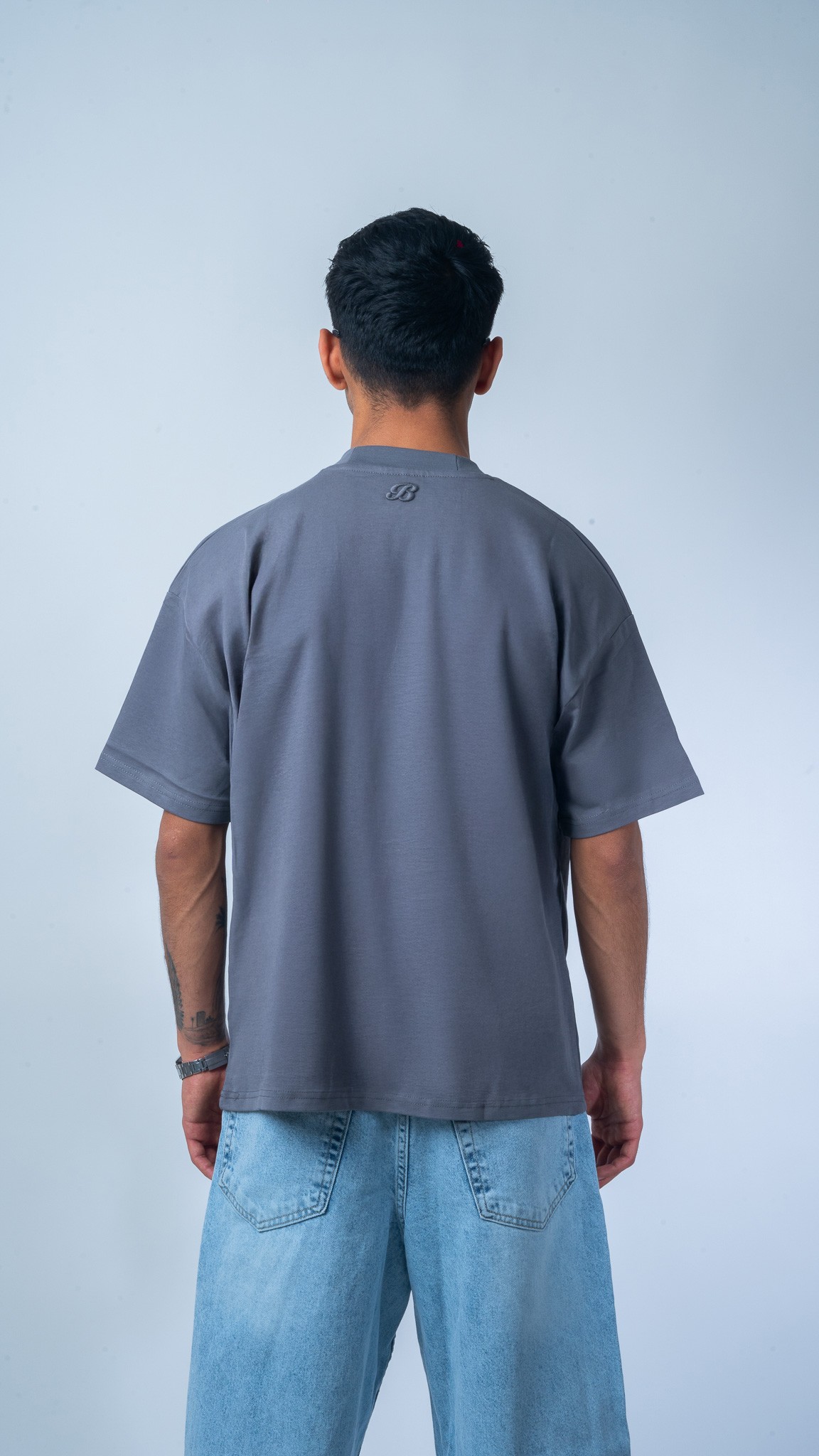 PORSCHE Baskılı Gri Oversize T-Shirt