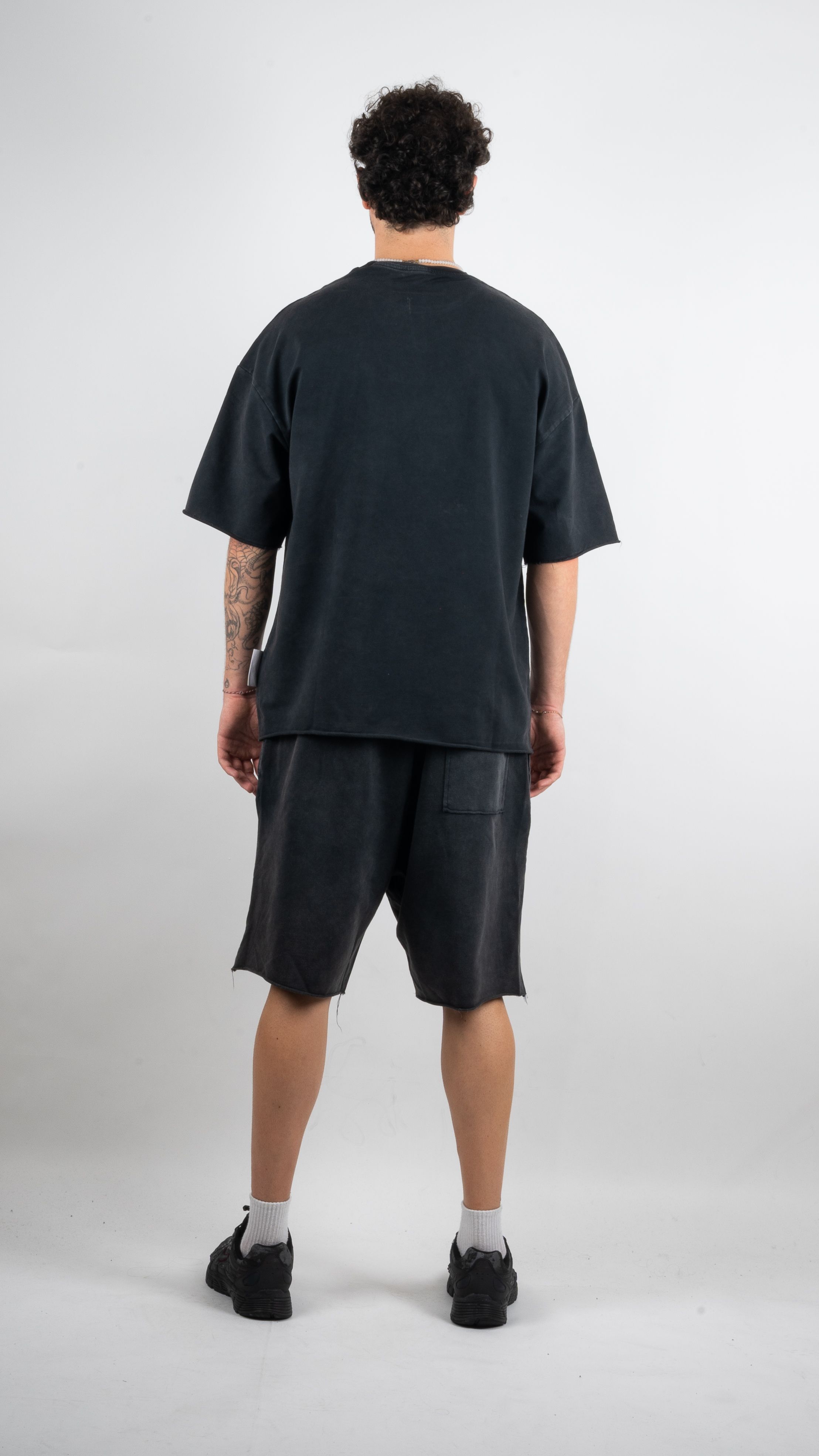 Basic Antrasit Oversize Şort-T-Shirt Takım