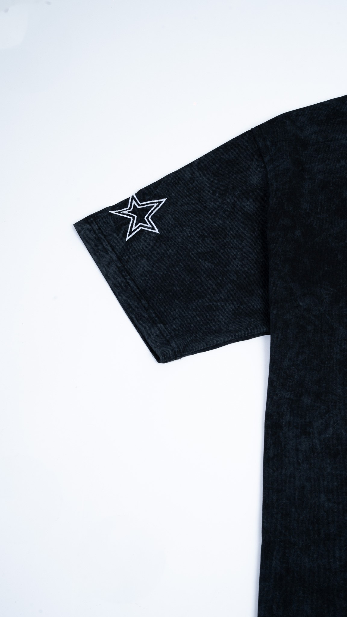 Yıldız Baskılı Oversize Siyah T-Shirt