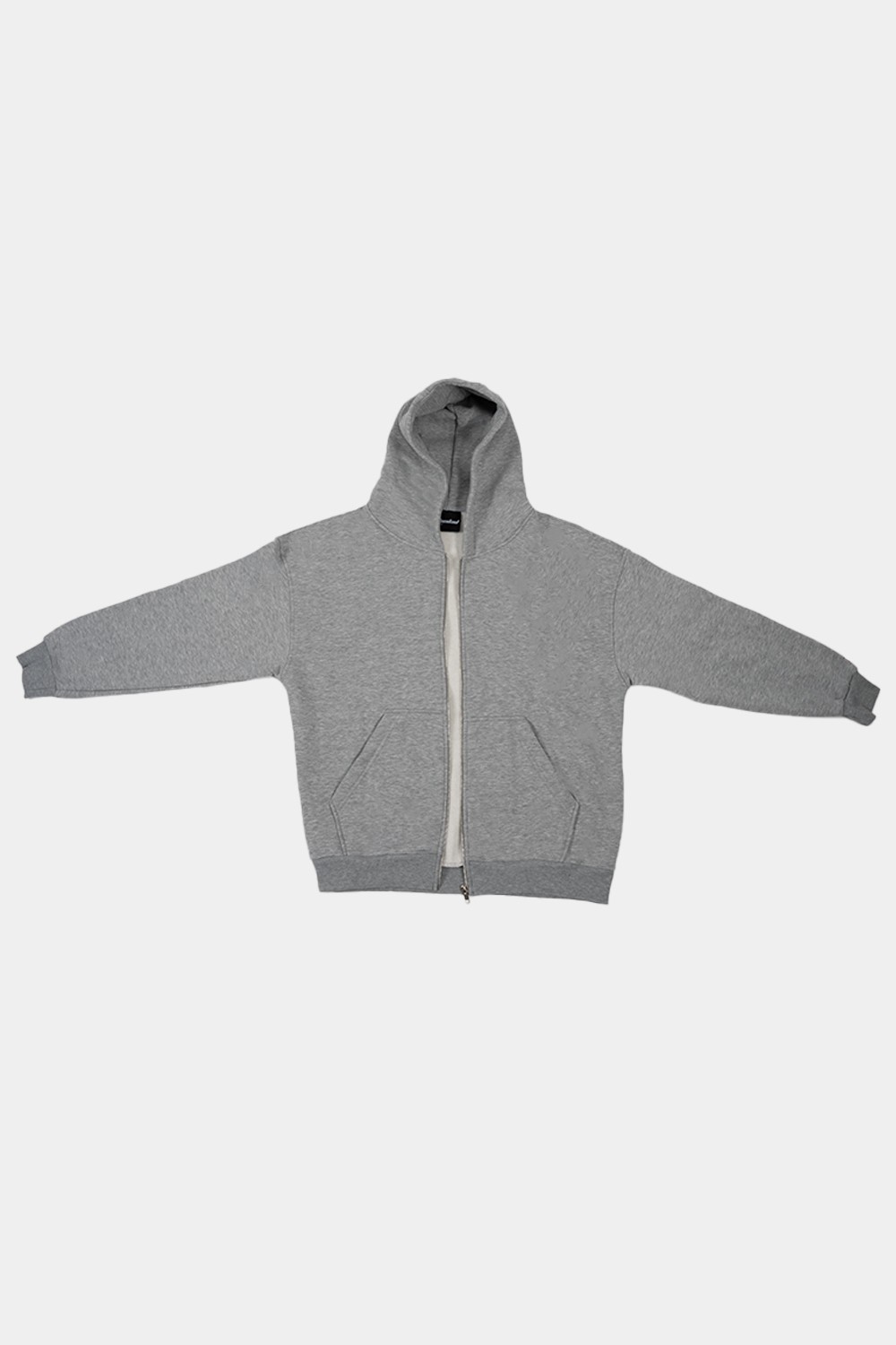 Basic Gri Zip Hoodie