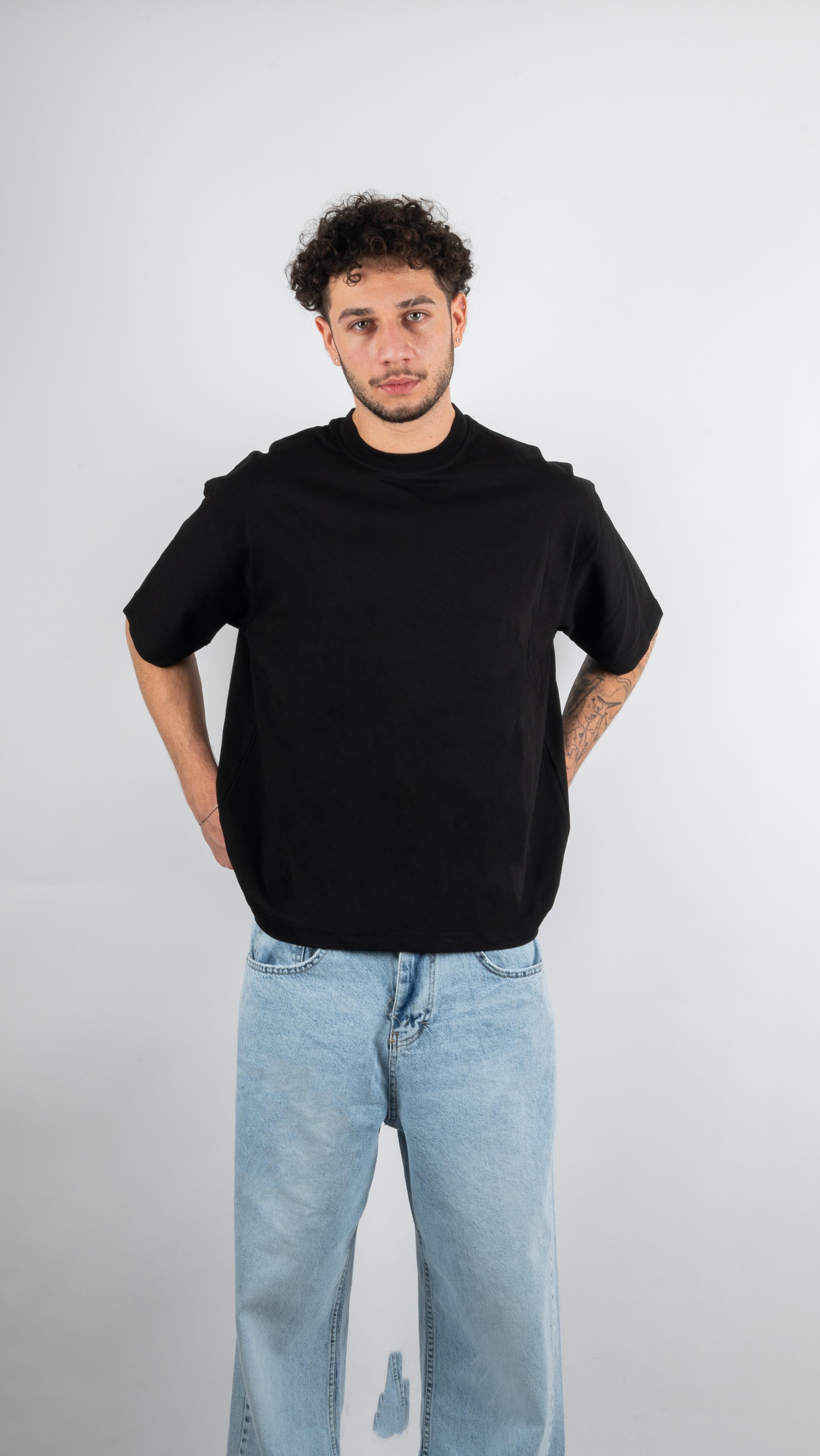 Basic Siyah Oversize T-Shirt 