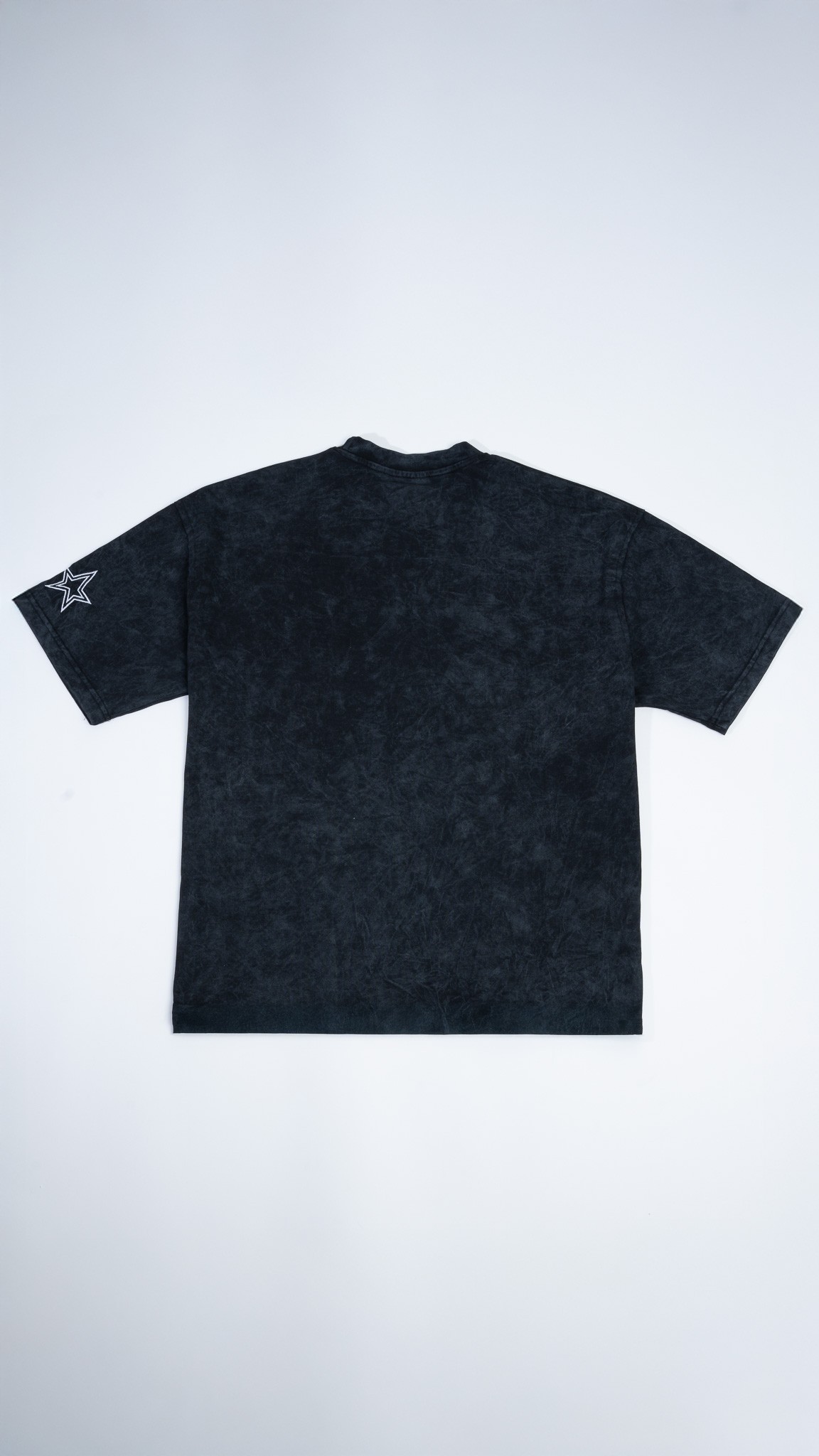 Yıldız Baskılı Oversize Siyah T-Shirt