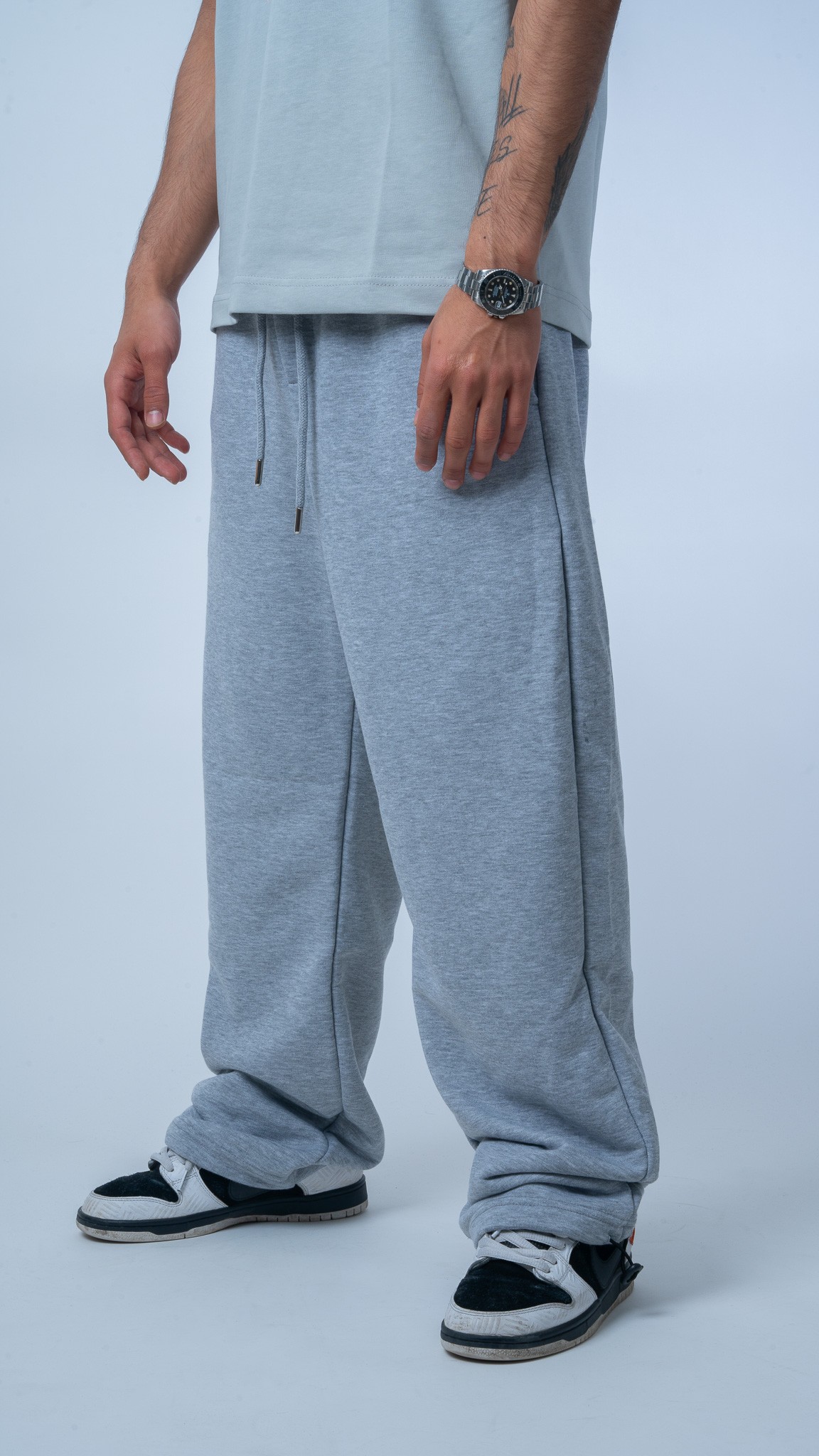 Yazlık Basic Gri Ayarlanabilir Paça Oversize Eşofman Altı
