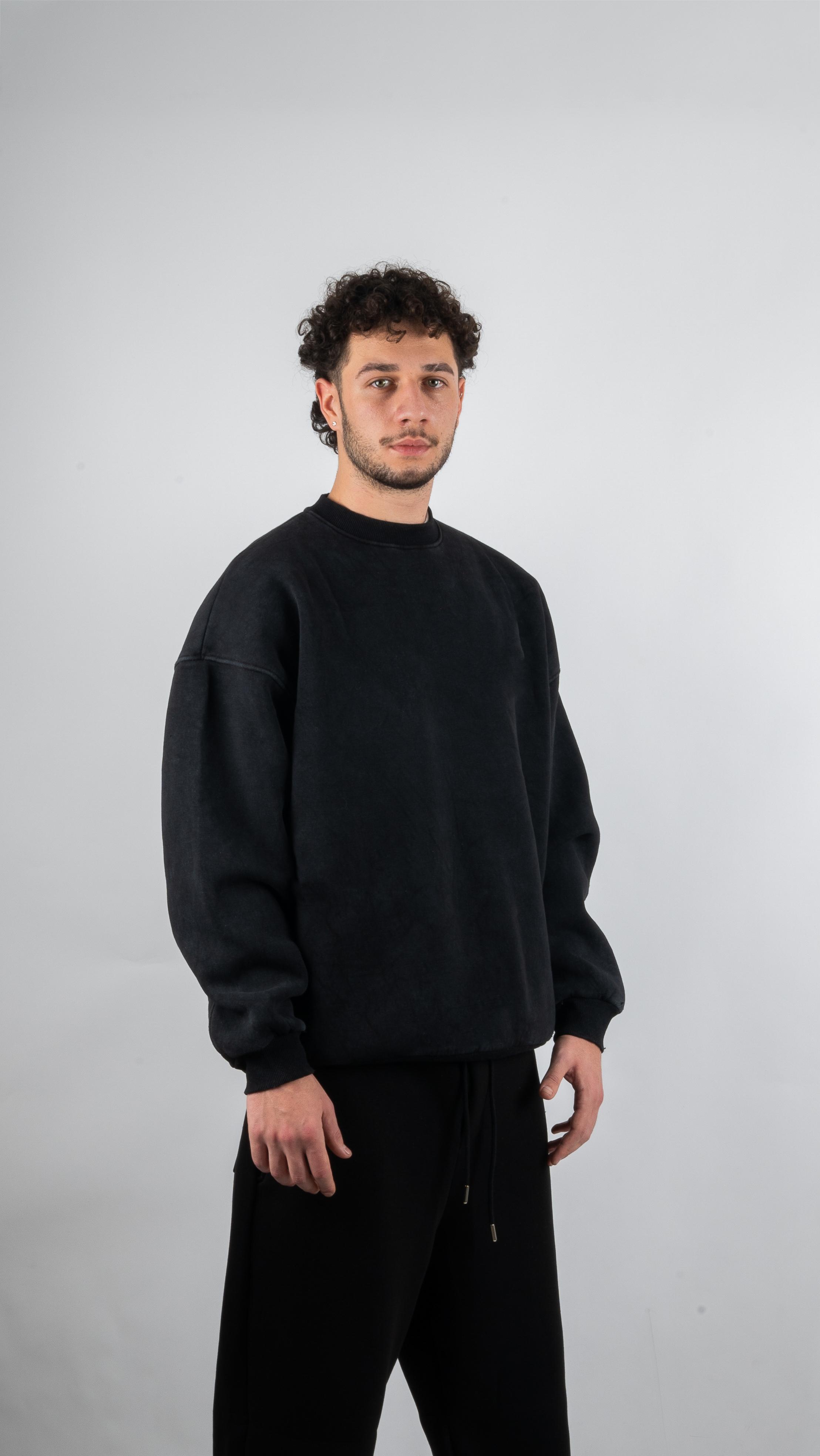 Basic Yıkamalı Oversize Sweatshirt 