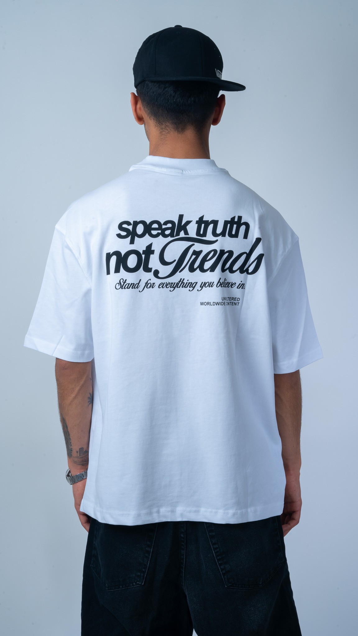 Speak Truth Not Trends Baskılı Beyaz Oversize T-Shirt