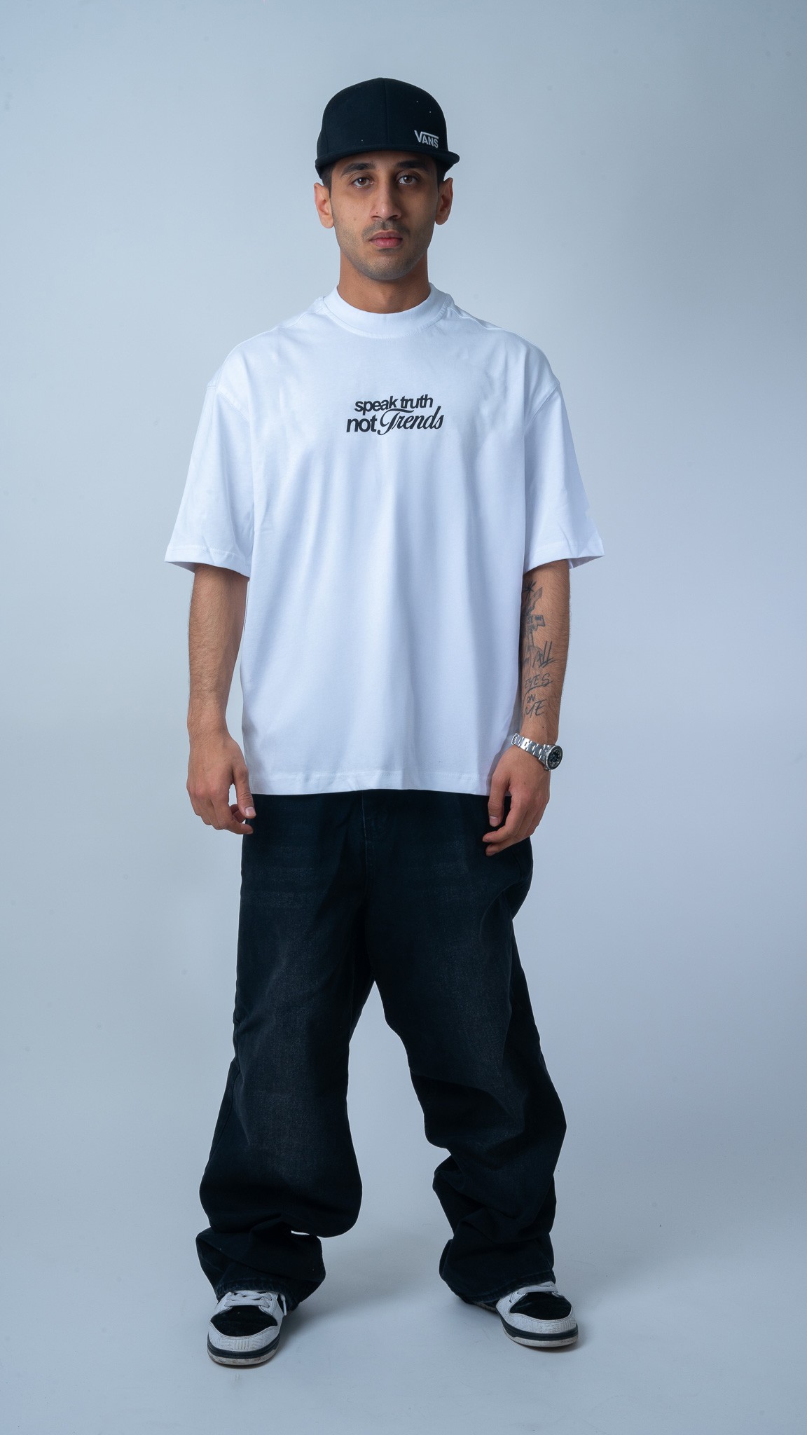 Speak Truth Not Trends Baskılı Beyaz Oversize T-Shirt
