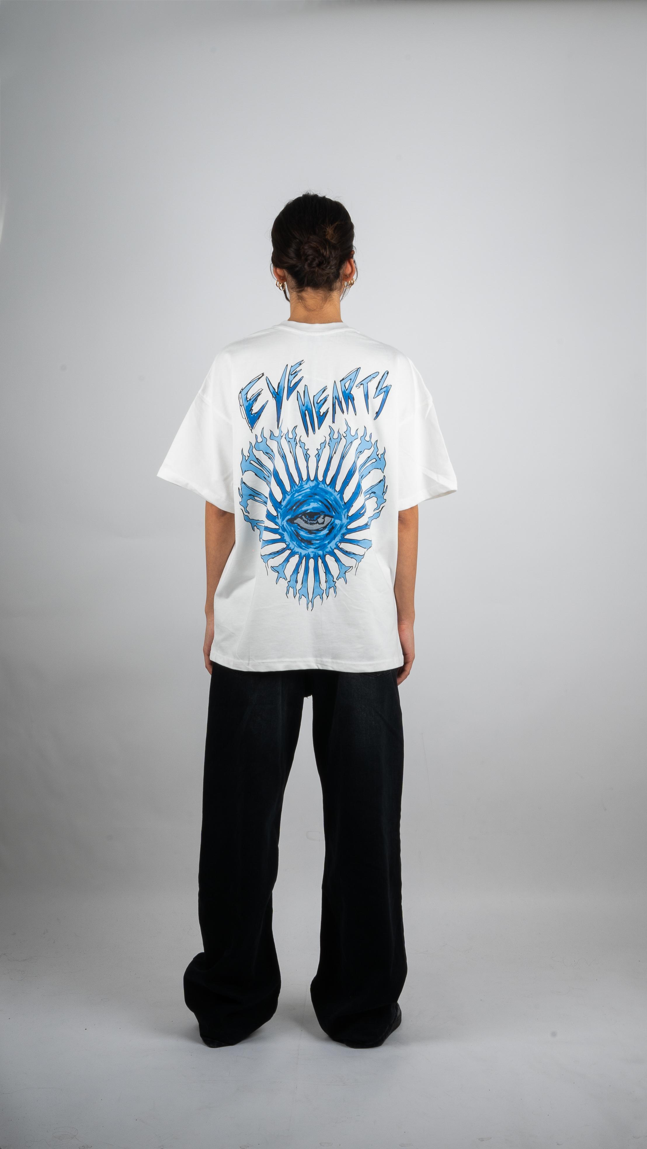 EYE-HEARTS Baskılı Beyaz Oversize T-Shirt 