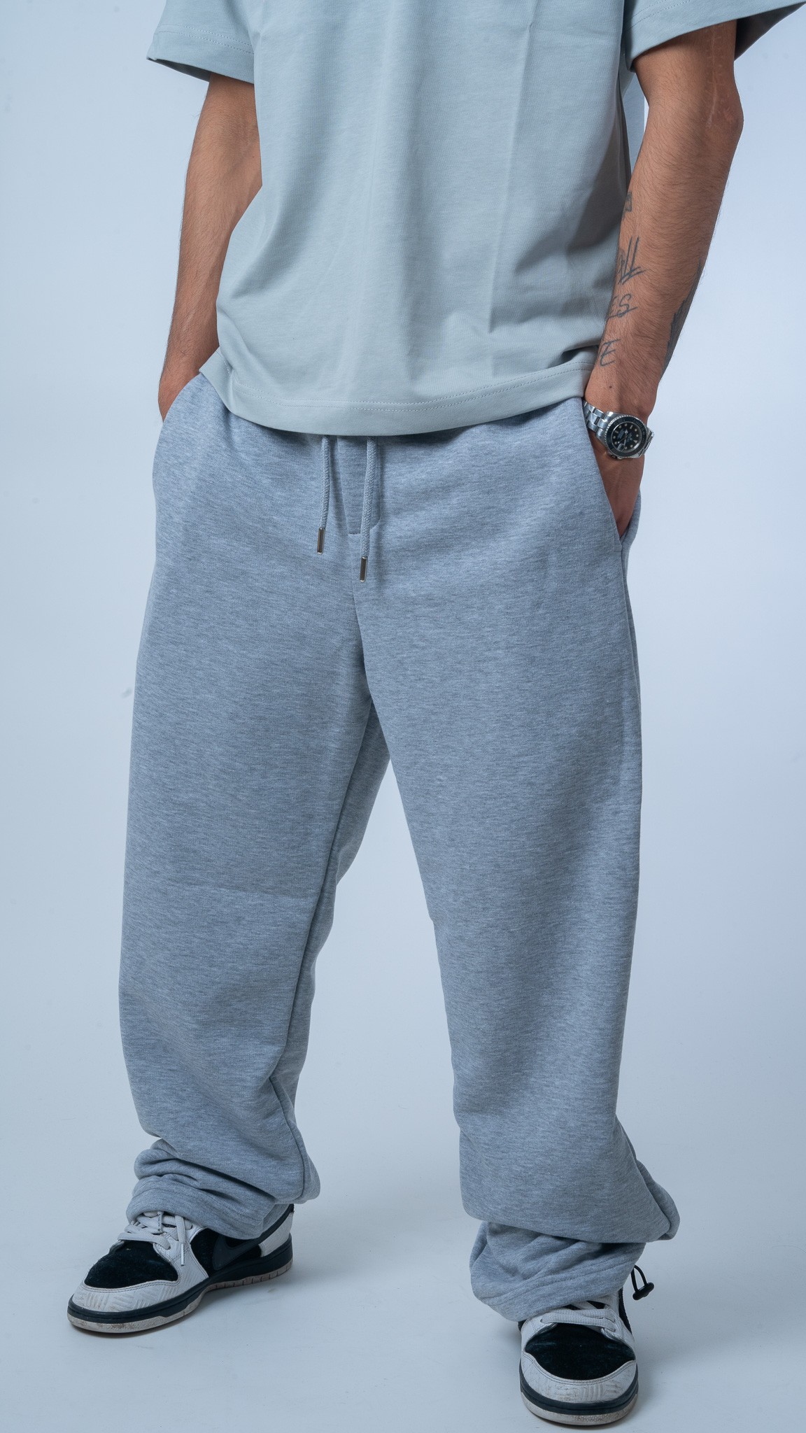 Yazlık Basic Gri Ayarlanabilir Paça Oversize Eşofman Altı