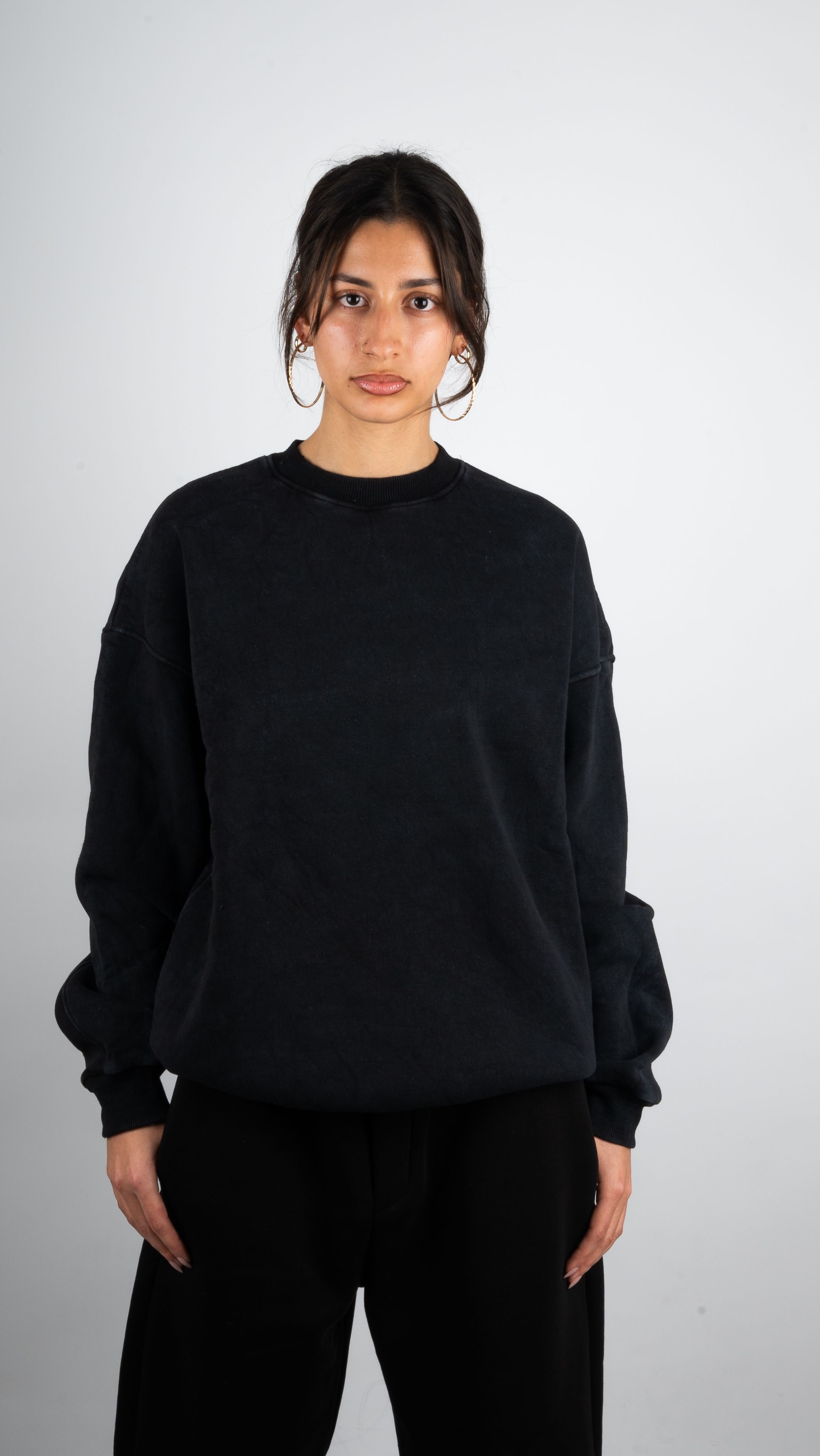 Basic Yıkamalı Oversize Sweatshirt 