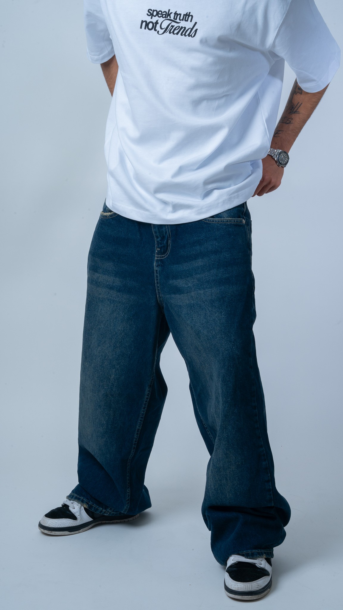 Basic Koyu Mavi Baggy Jean 