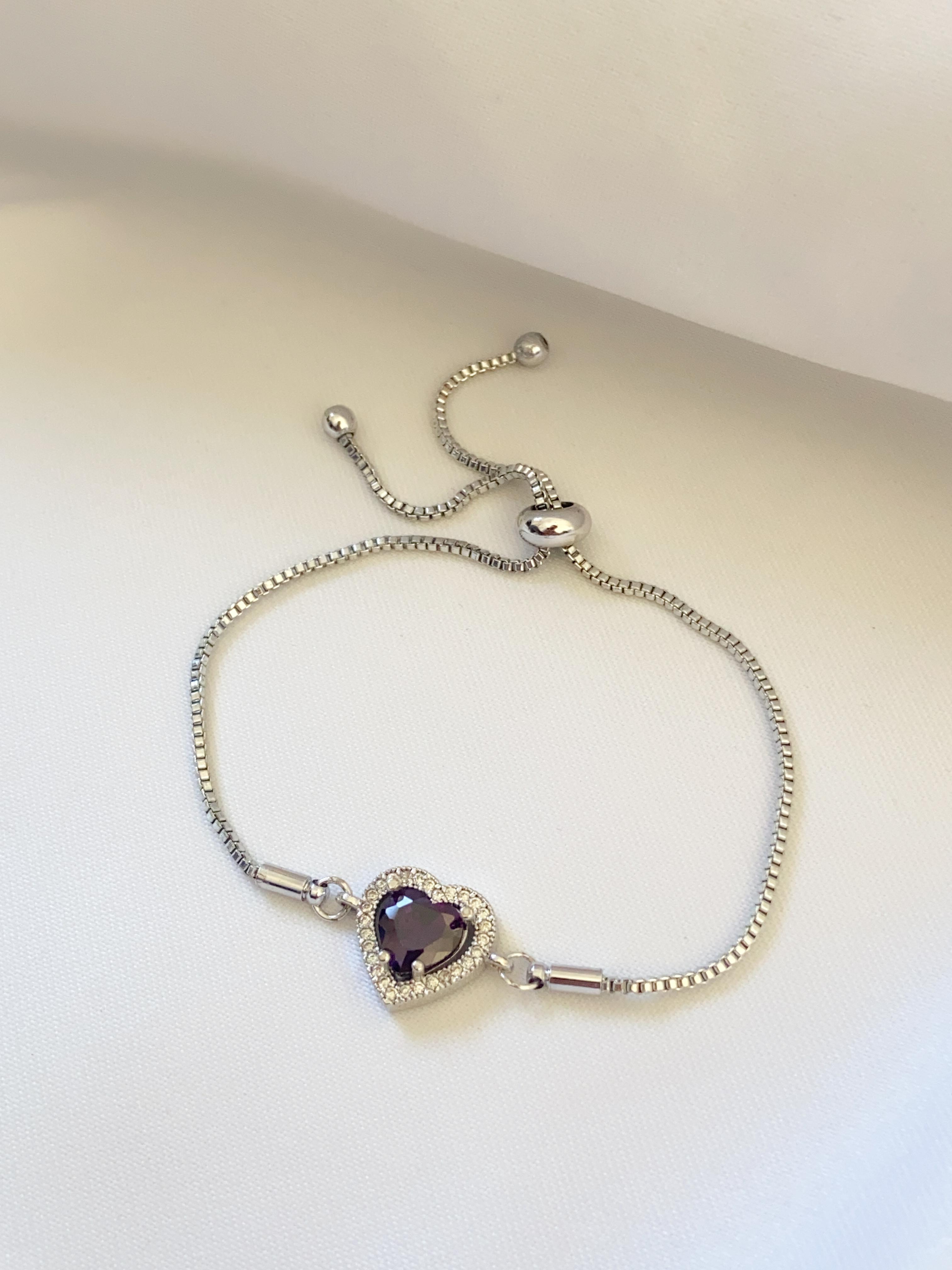 Adjustable Purple Heart Bracelet