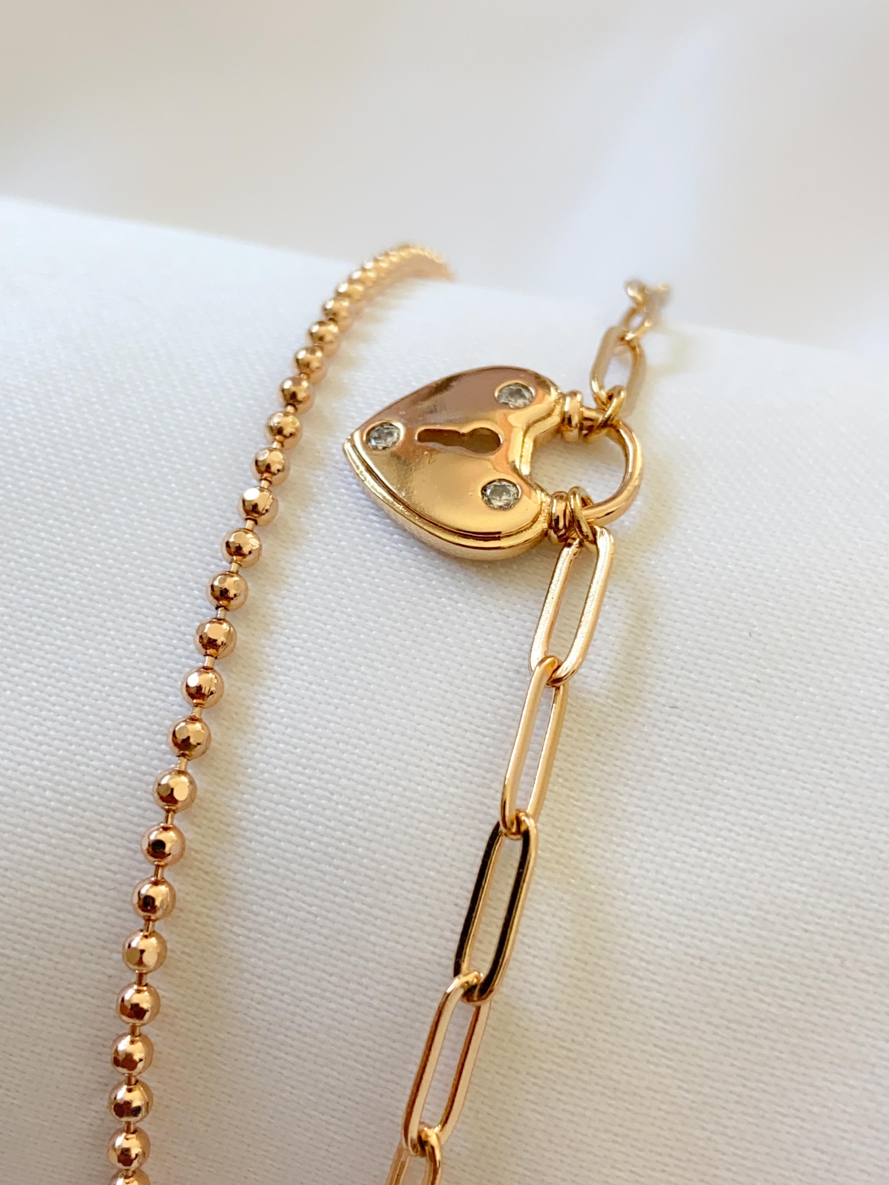 Gold Key Heart Bracelet