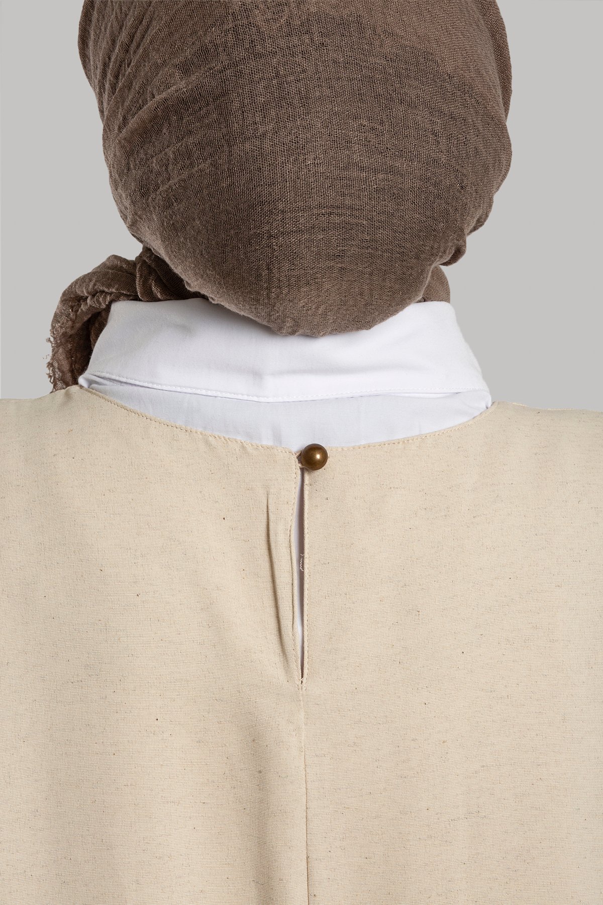 Keten Pile Detaylı Jile Elbise