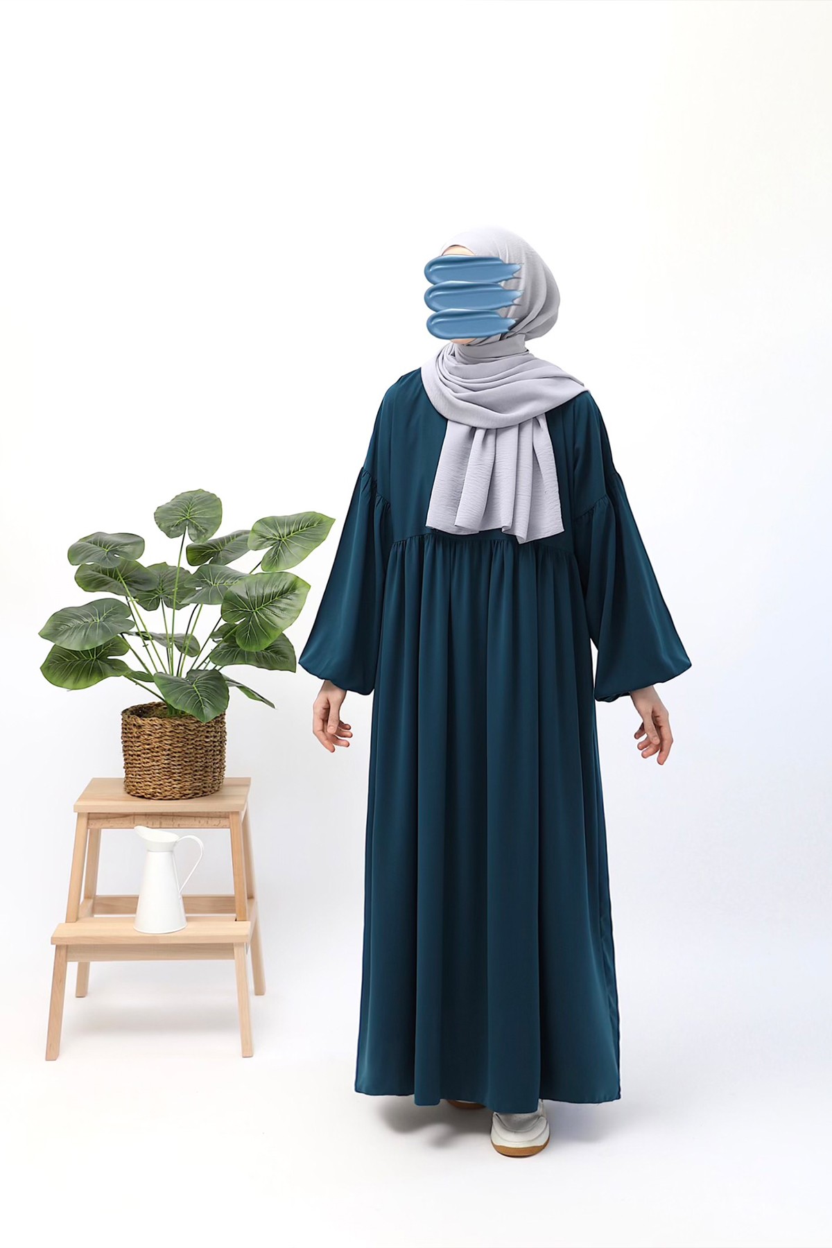 Hijab Elbise Ferace - Petrol Mavisi
