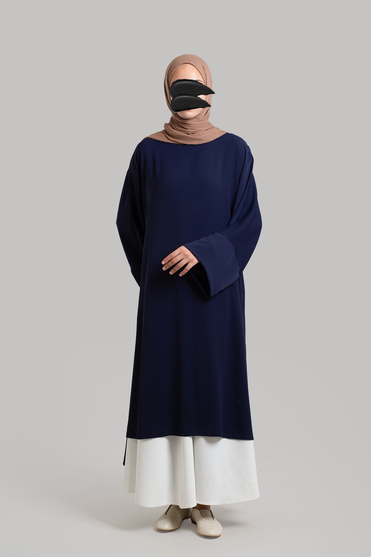Sofya Krep Dökümlü Tunik - Lacivert