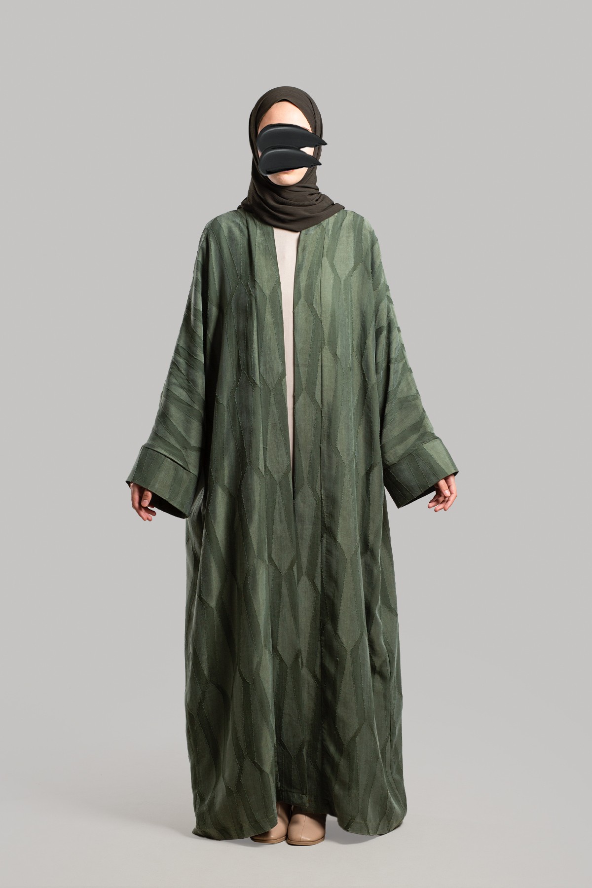 Jakarlı Kupra Abaya Takım - Haki