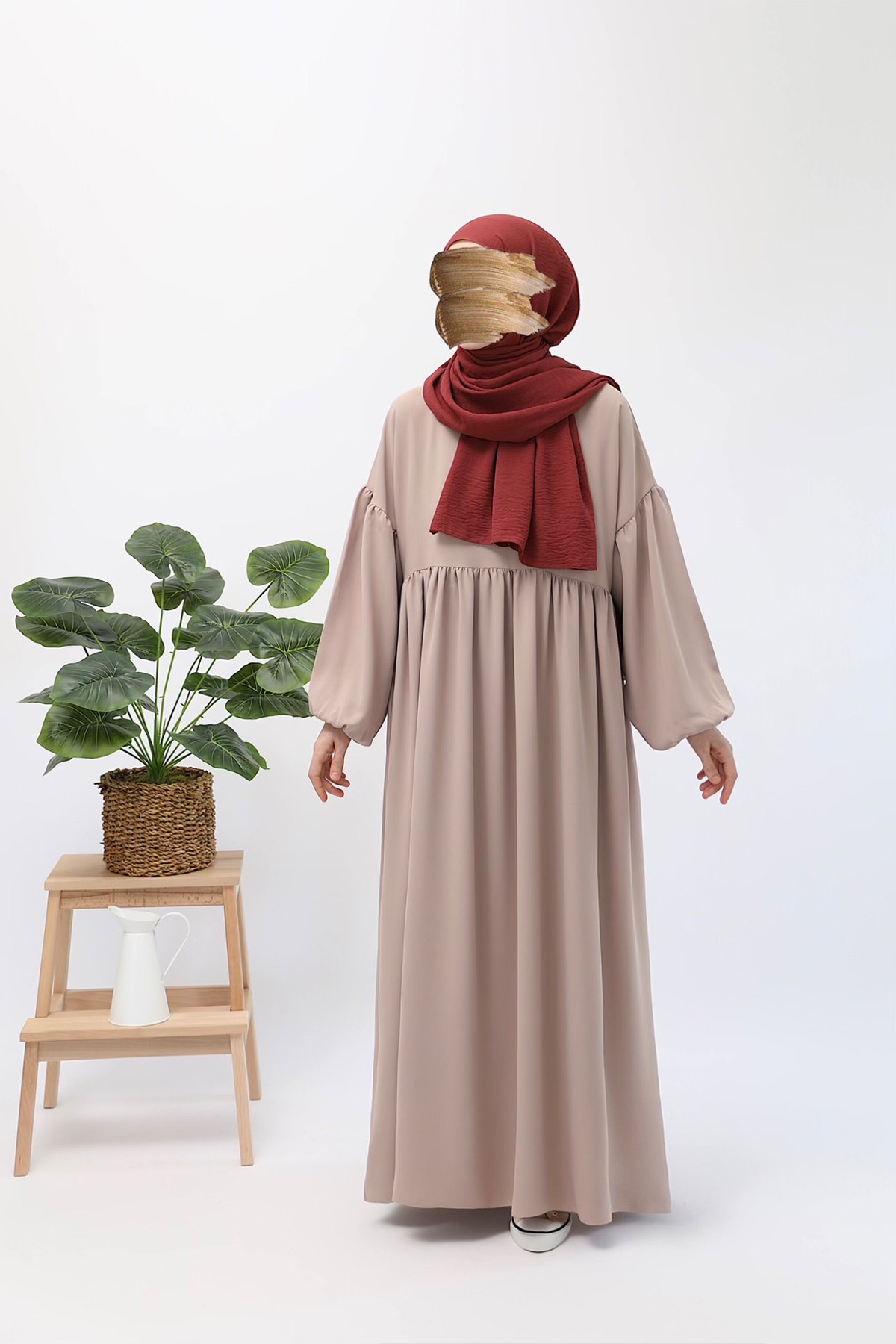 Hijab Elbise Ferace - Taş