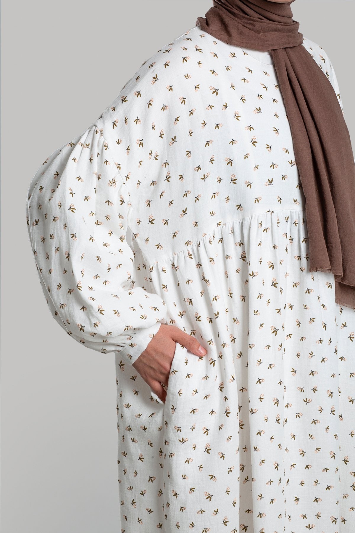 Oversize Çiçekli Müslin Elbise