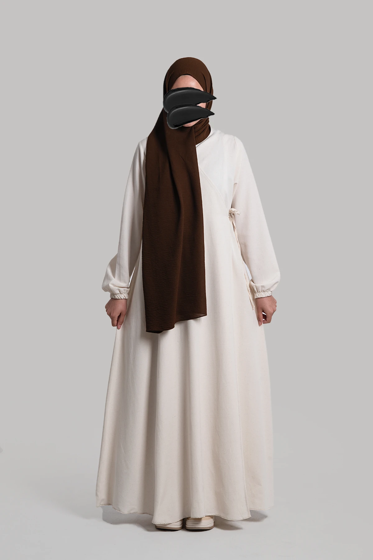 Namaz Elbisesi Pamuk Keten Ferace - Taş