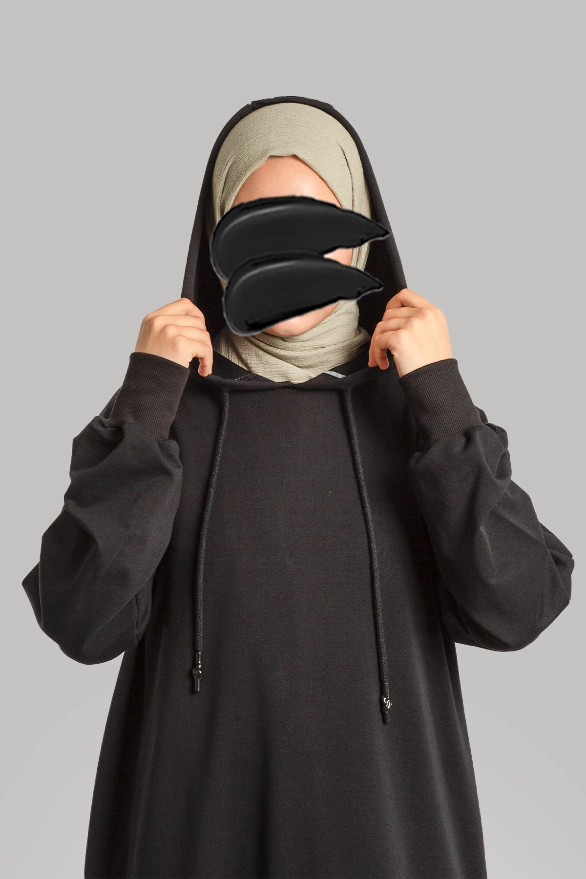 Düz Kapşonlu Pamuklu Elbise