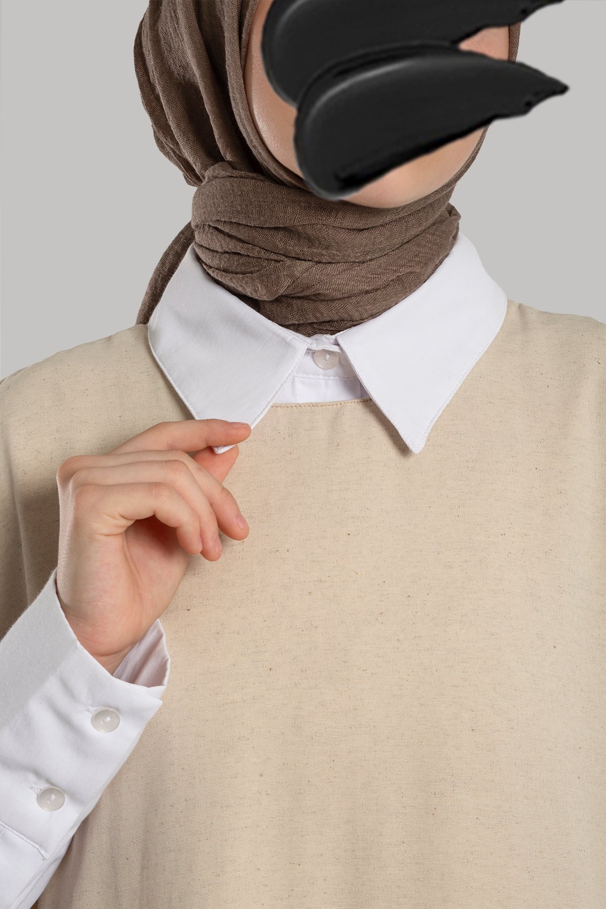 Keten Pile Detaylı Jile Elbise