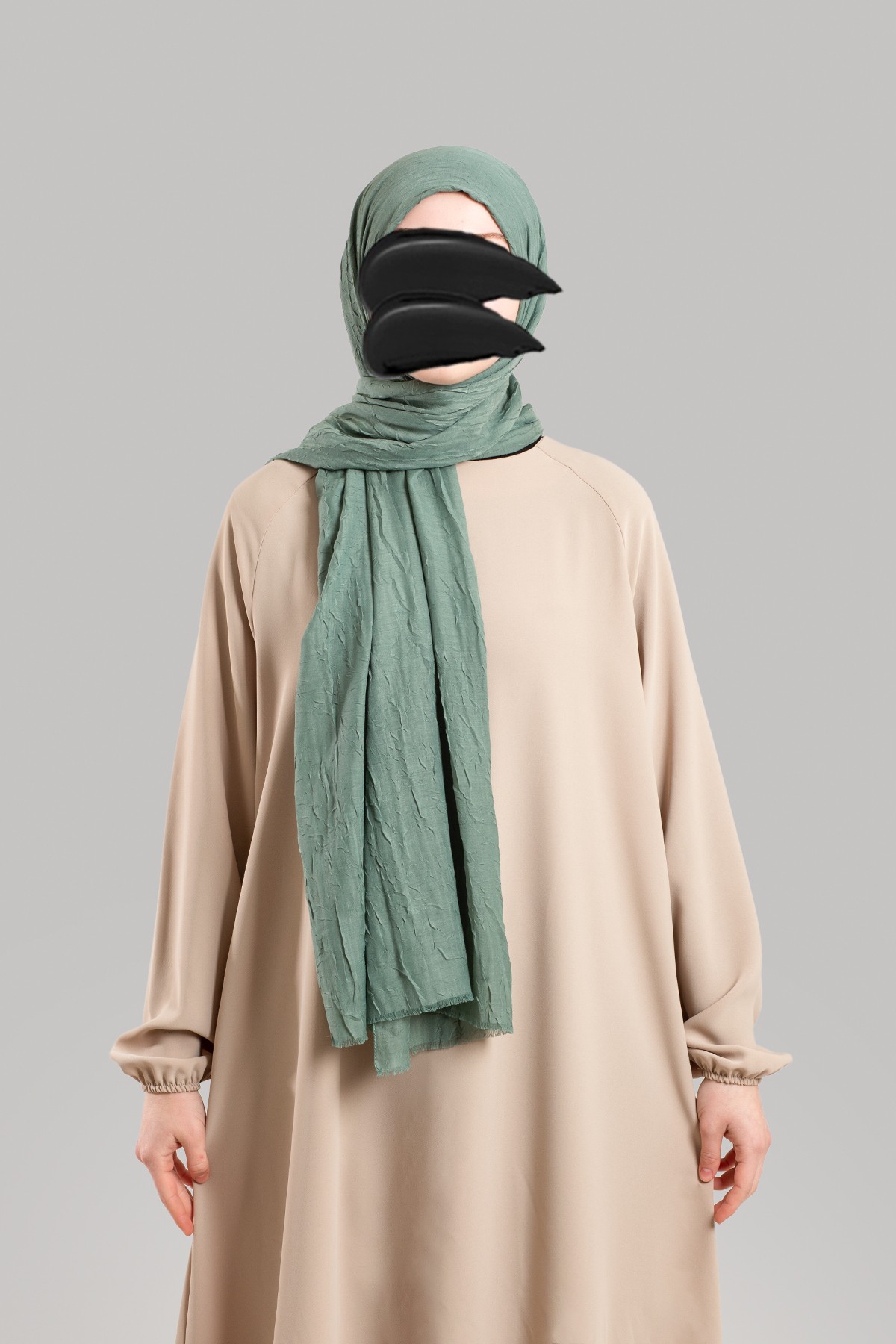 Bambu Kraşlı Şal - Mint