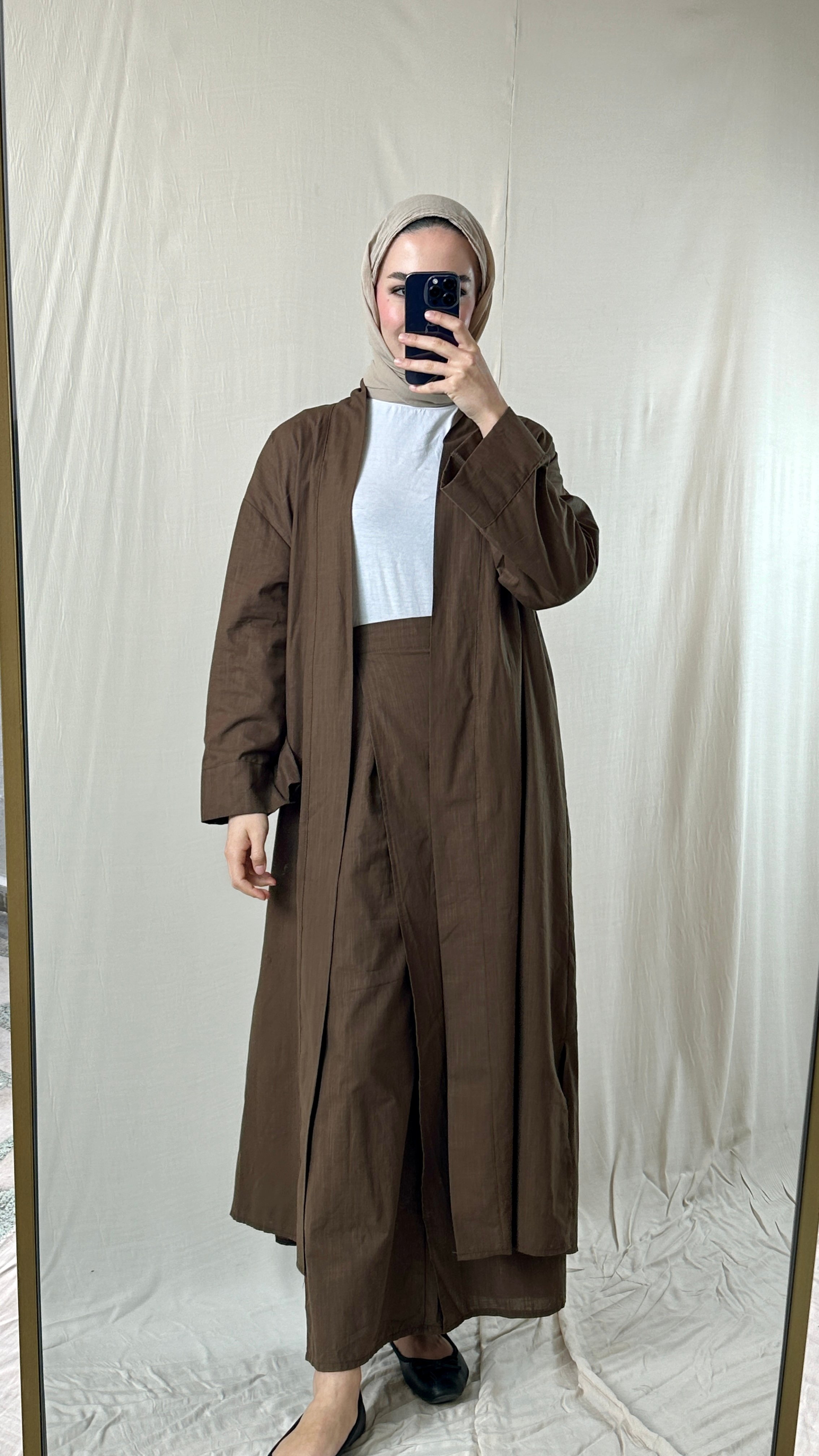 Kahve Keten  Kimono 