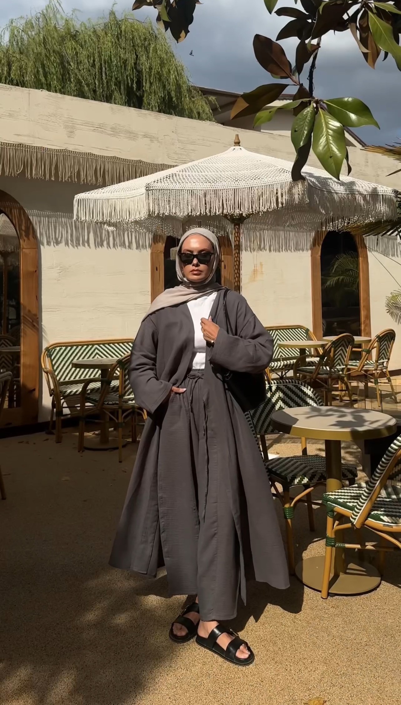 Gri Müslin Kaftan
